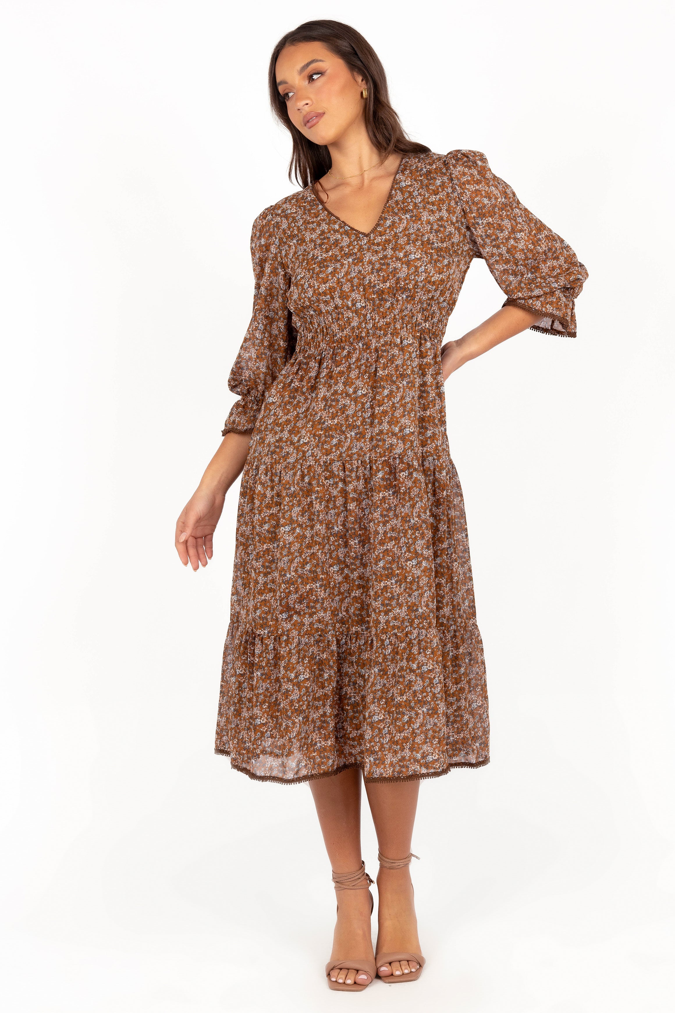 Simone Midi Dress - Camel-Aur Fashion
