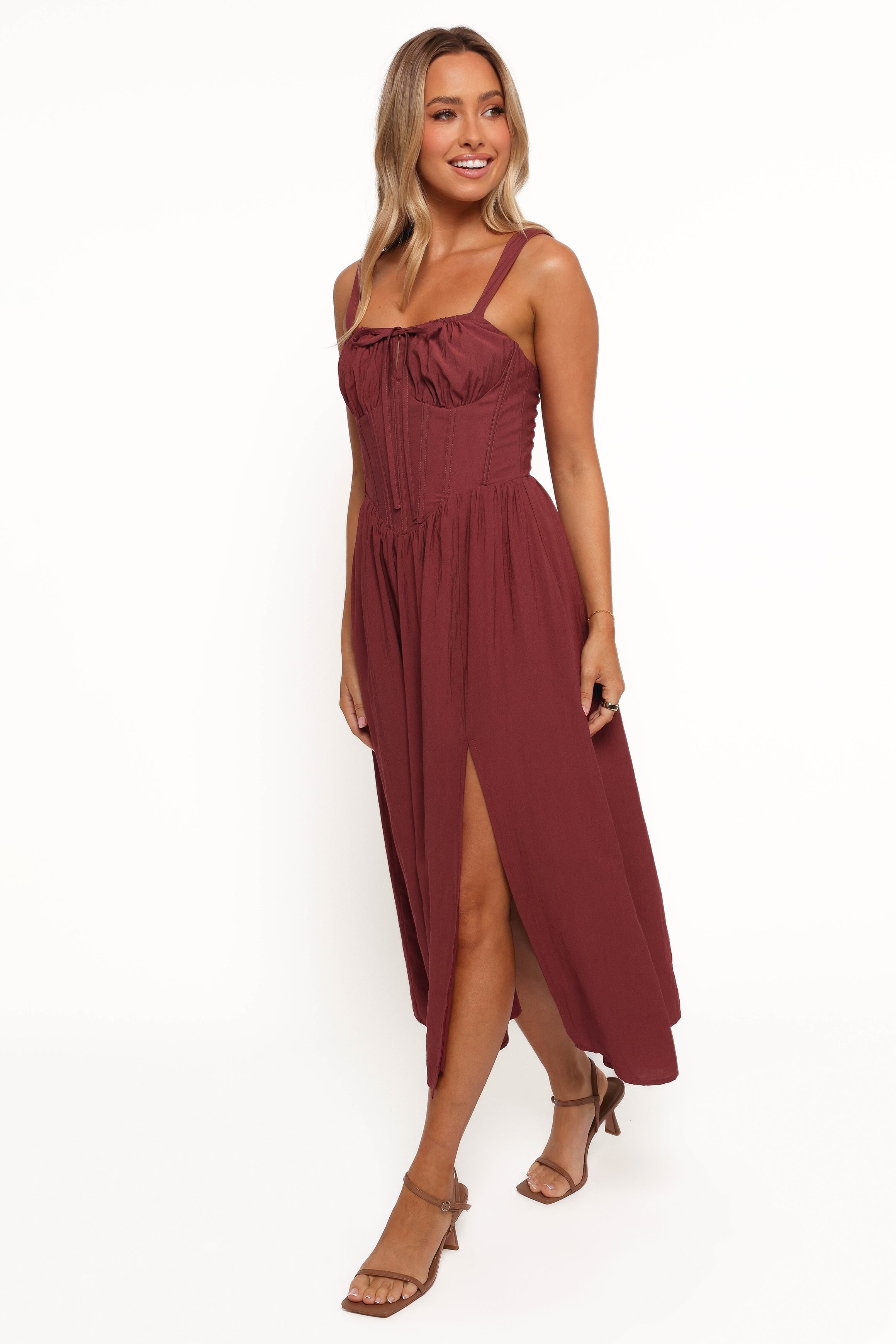 Sofie Midi Dress - Brick-Aur Fashion