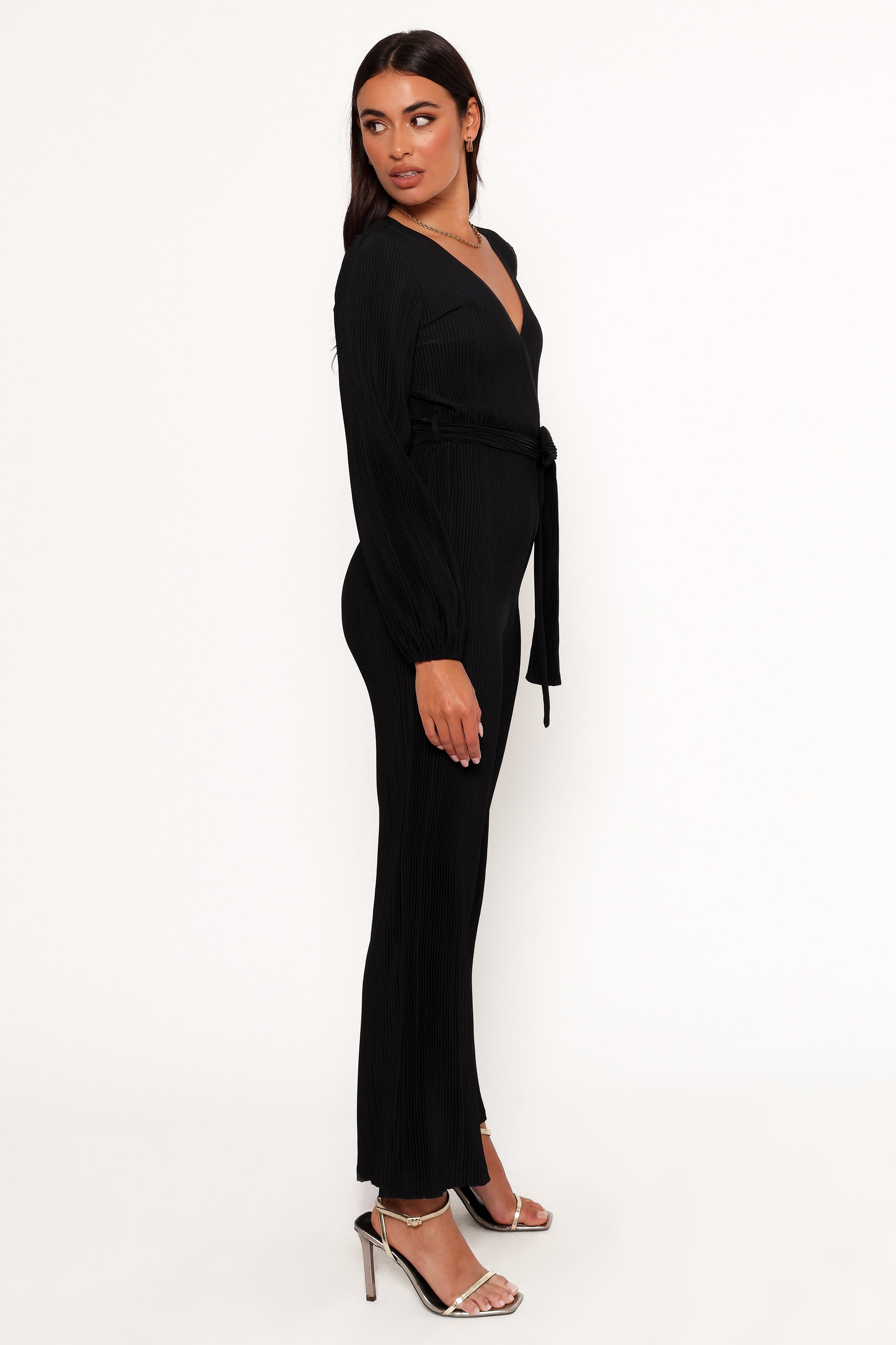 Solange Plisse Jumpsuit - Black-Aur Fashion