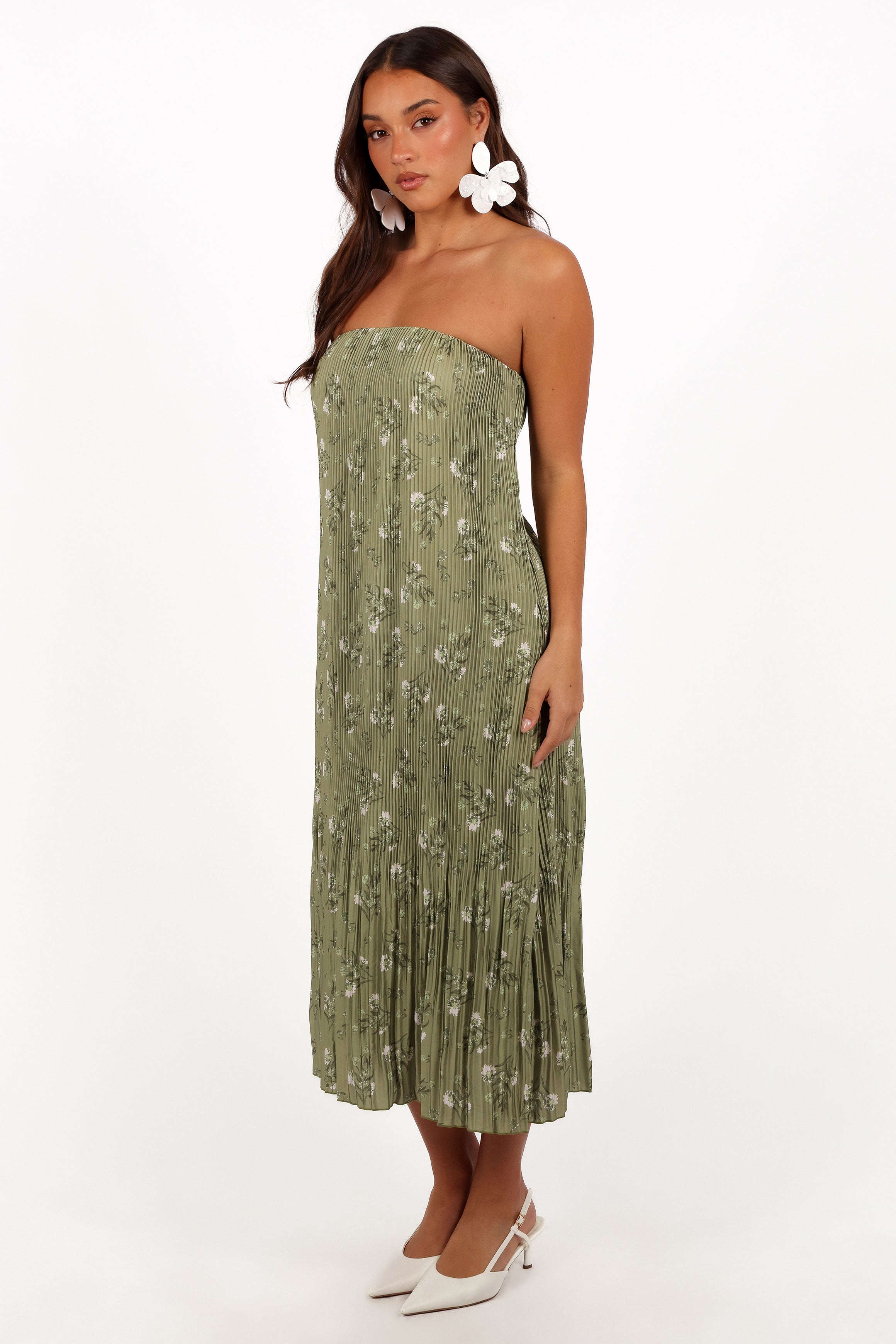 Sylvie Strapless Midi Dress - Sage Botanical-Aur Fashion
