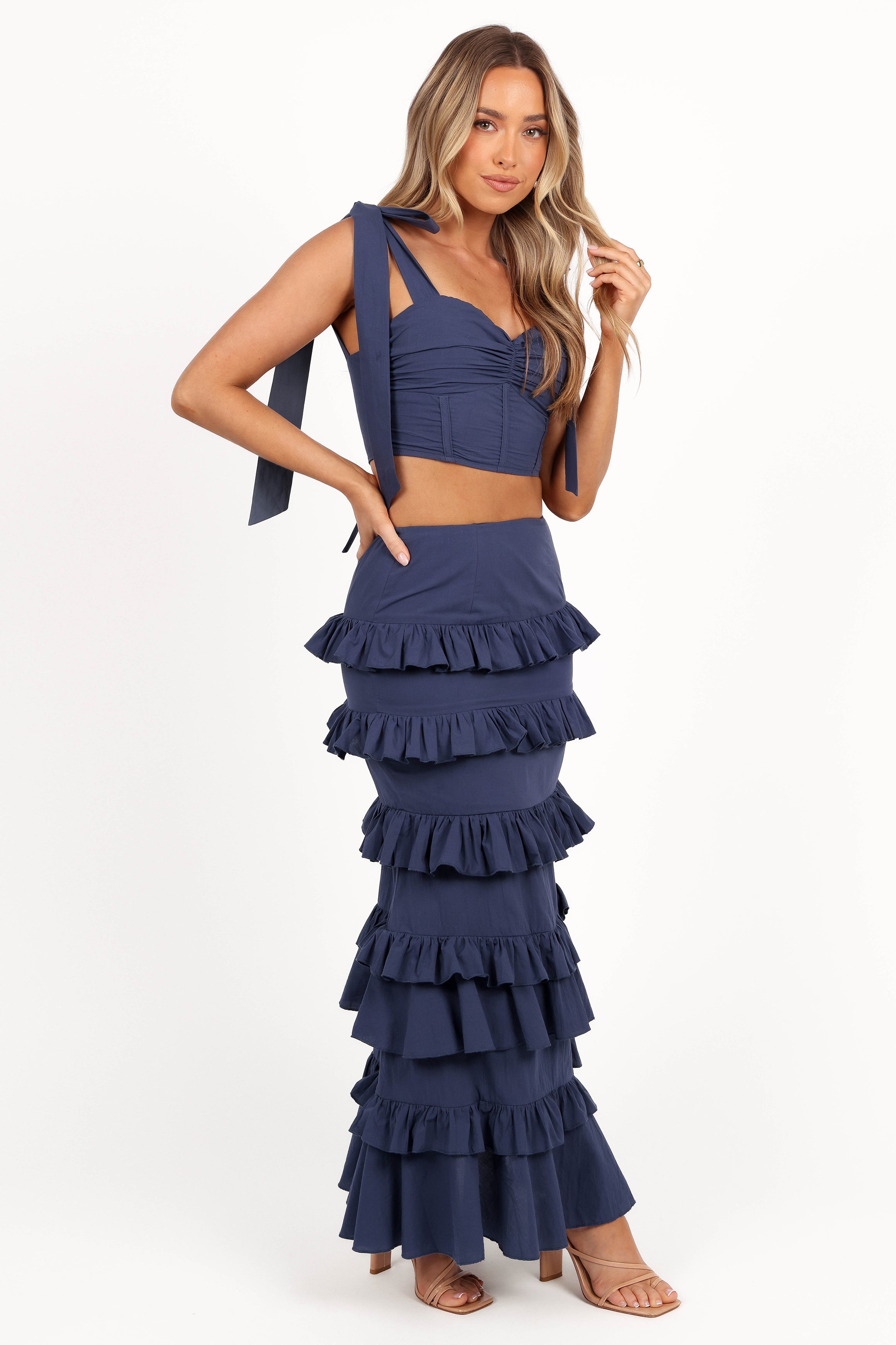 Tia Two Piece Set - Navy-Aur Fashion
