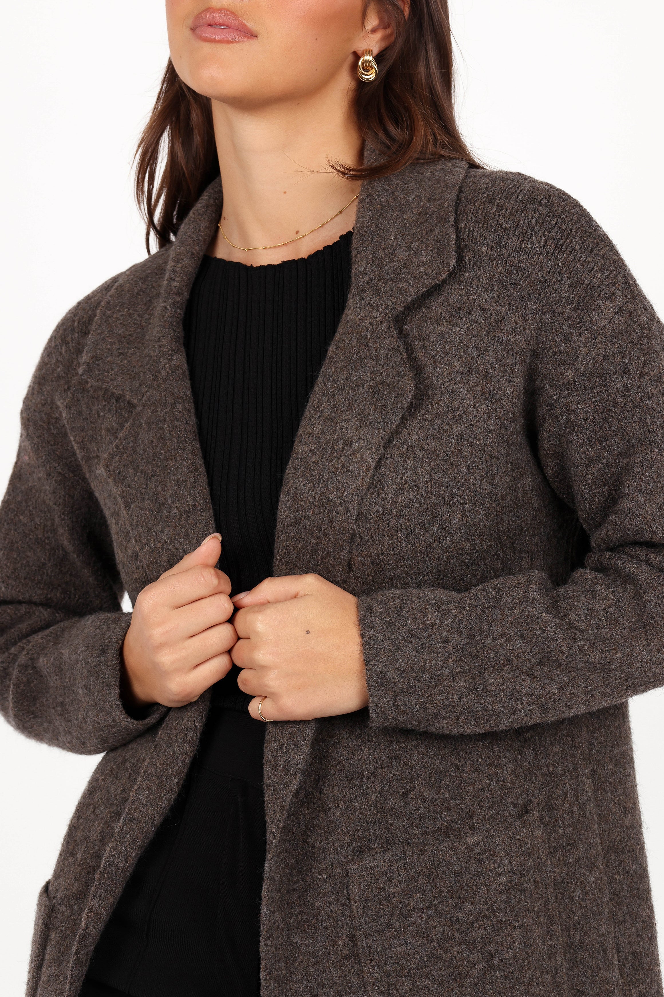 Skylar Open Front Coatigan - Brown-Aur Fashion