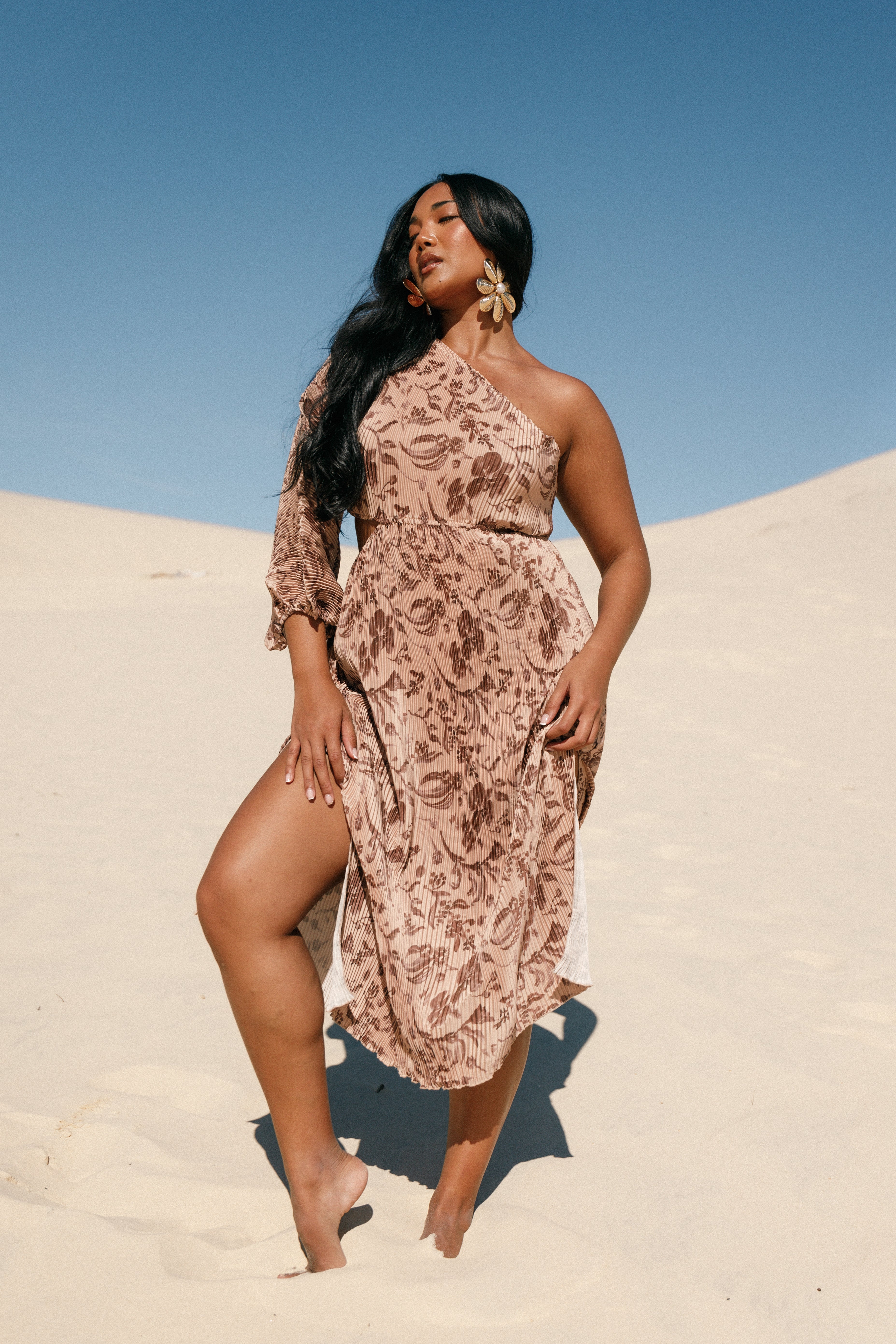 Wren One Shoulder Midi Dress - Wild Orchid-Aur Fashion