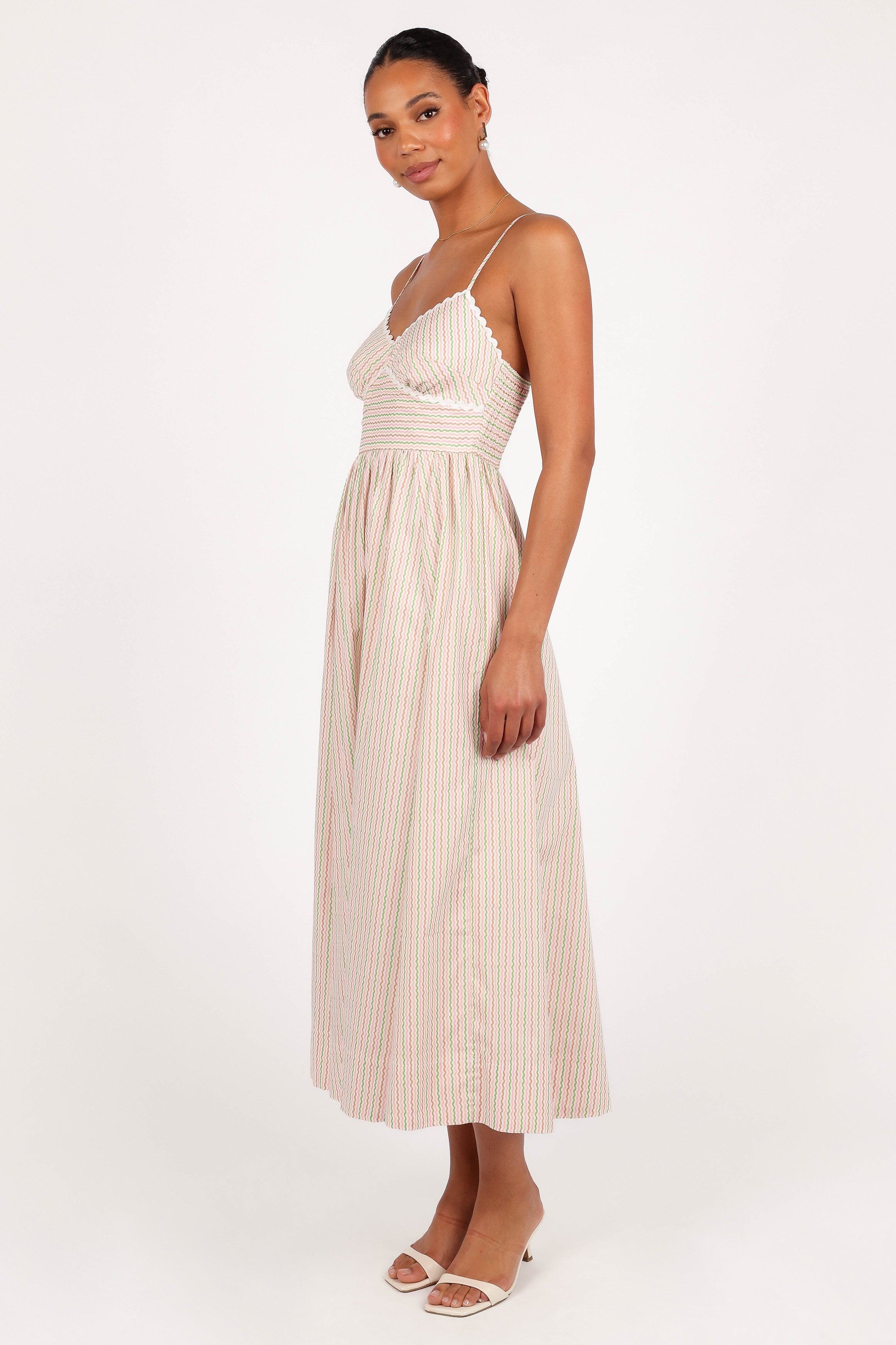 Yasmin Midi Dress - Wave Stripe-Aur Fashion
