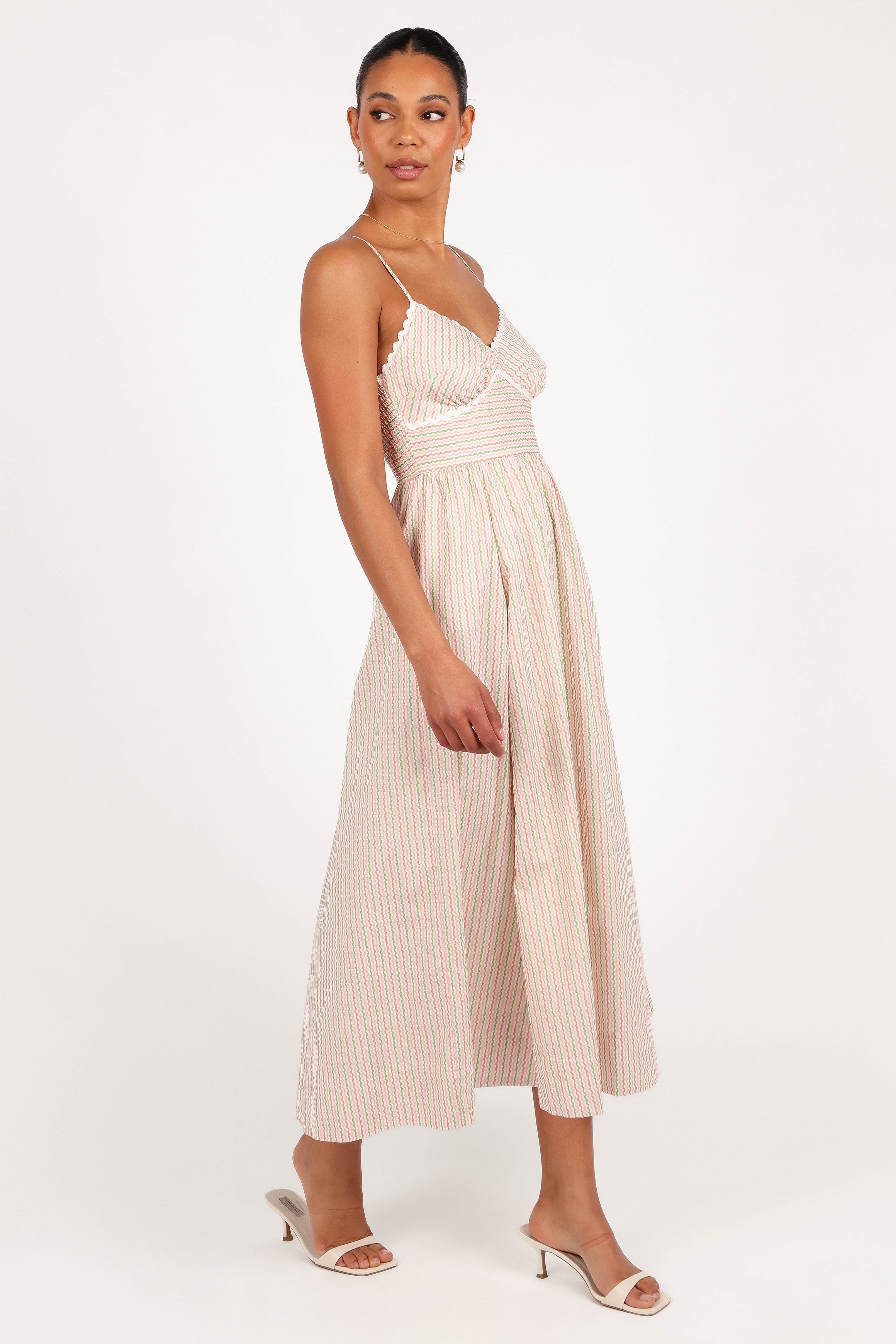 Yasmin Midi Dress - Wave Stripe-Aur Fashion