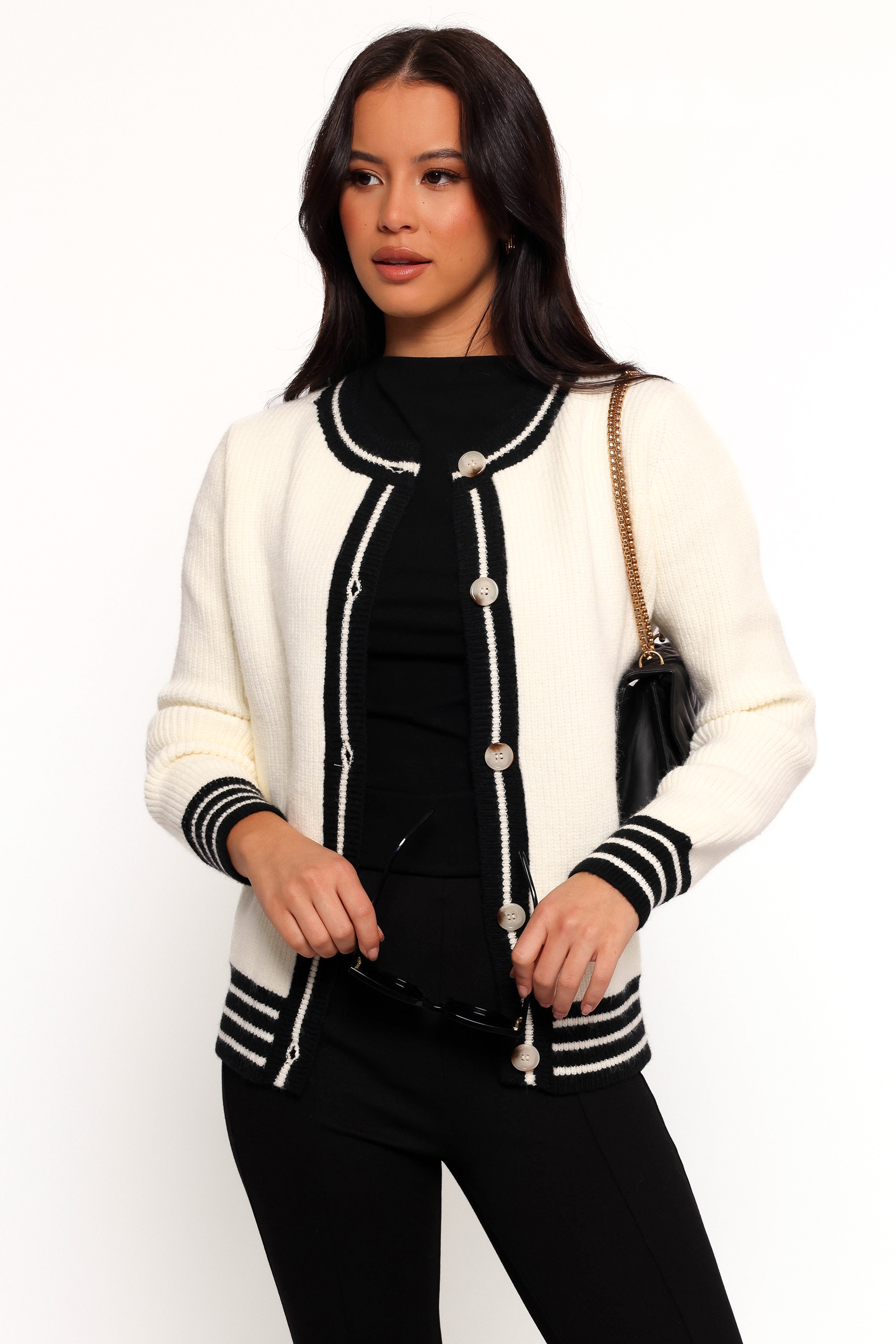 Yorkshire Contrast Hem Cardigan - Cream-Aur Fashion