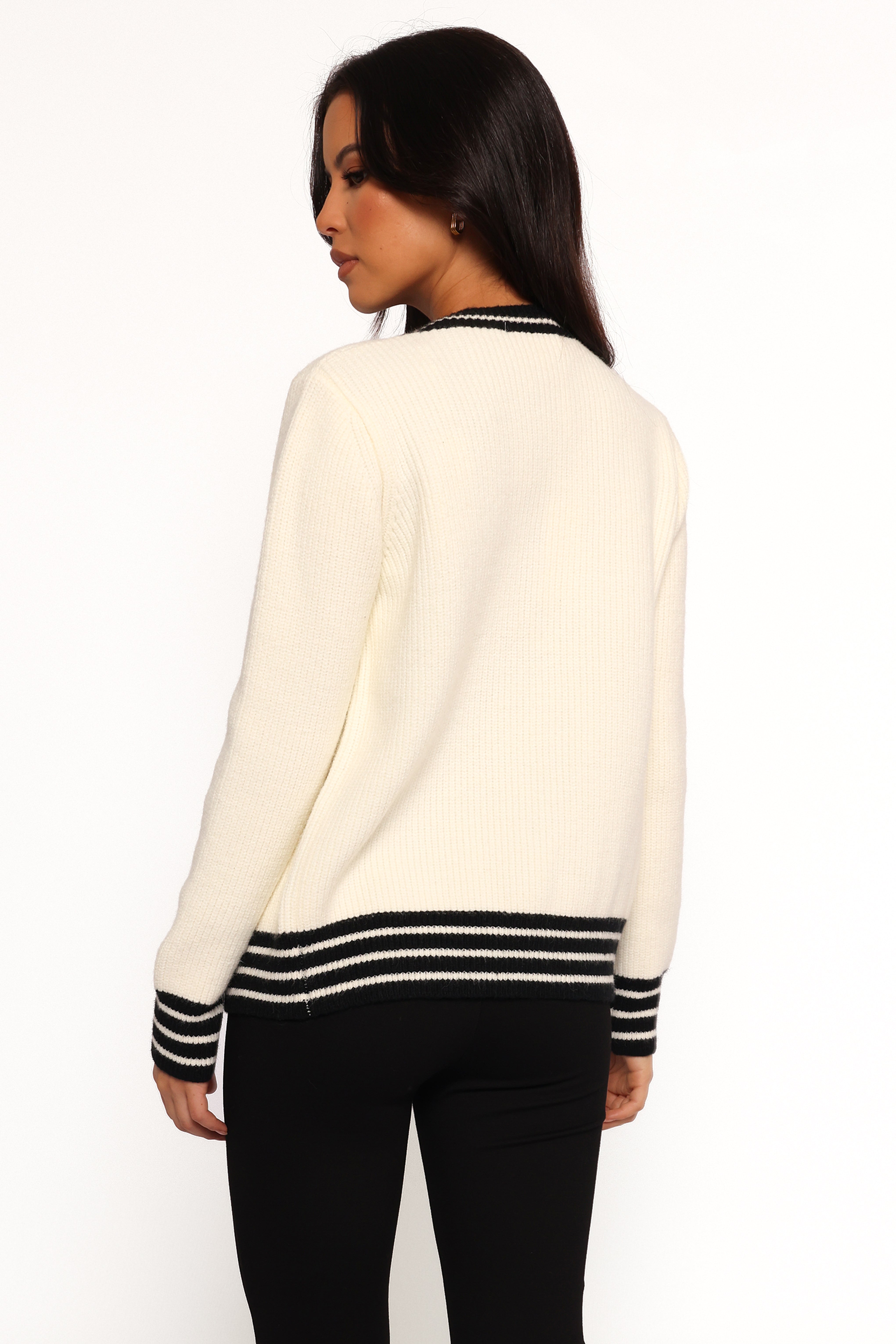 Yorkshire Contrast Hem Cardigan - Cream-Aur Fashion