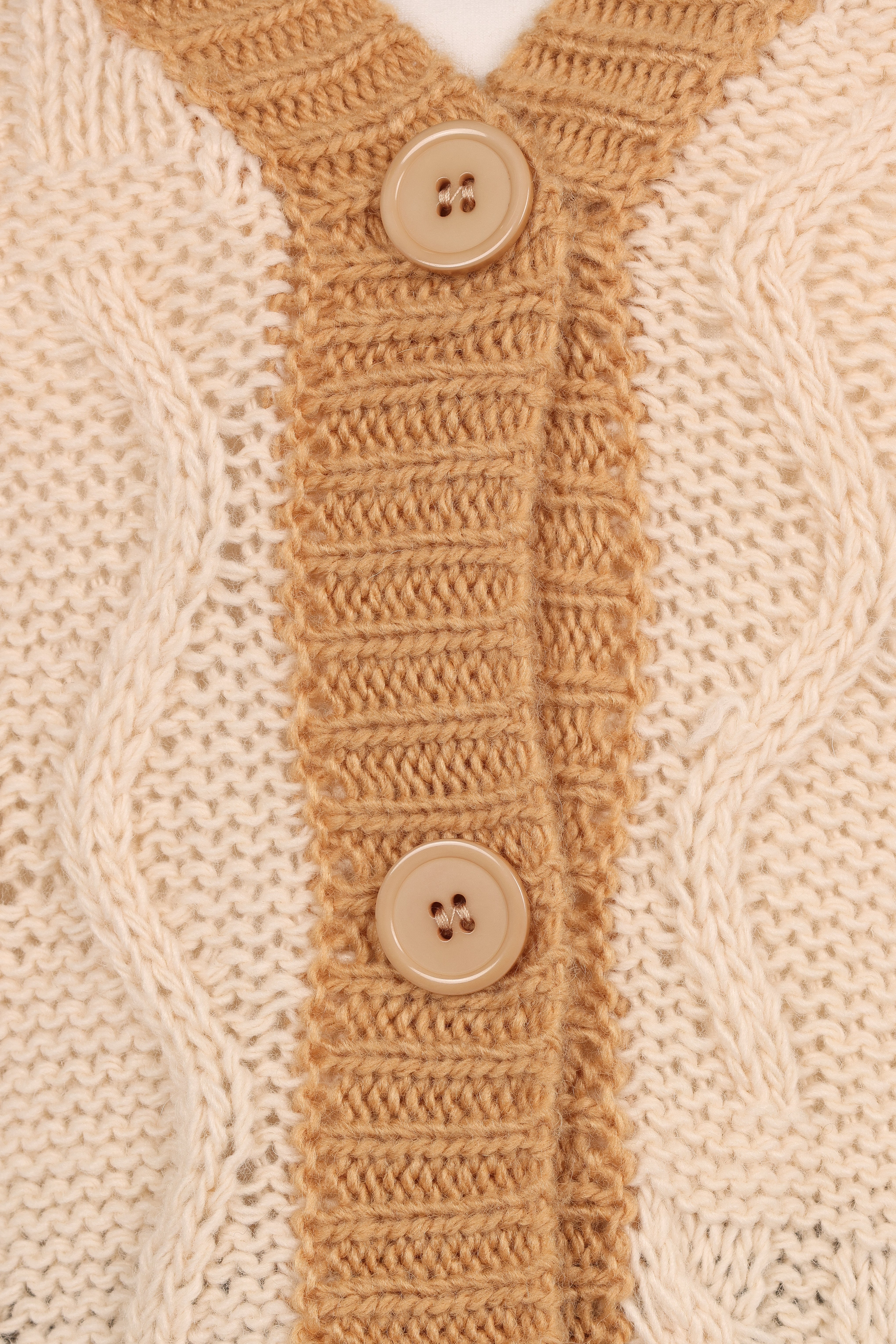 Zina Contrast Cardigan - Tan-Aur Fashion