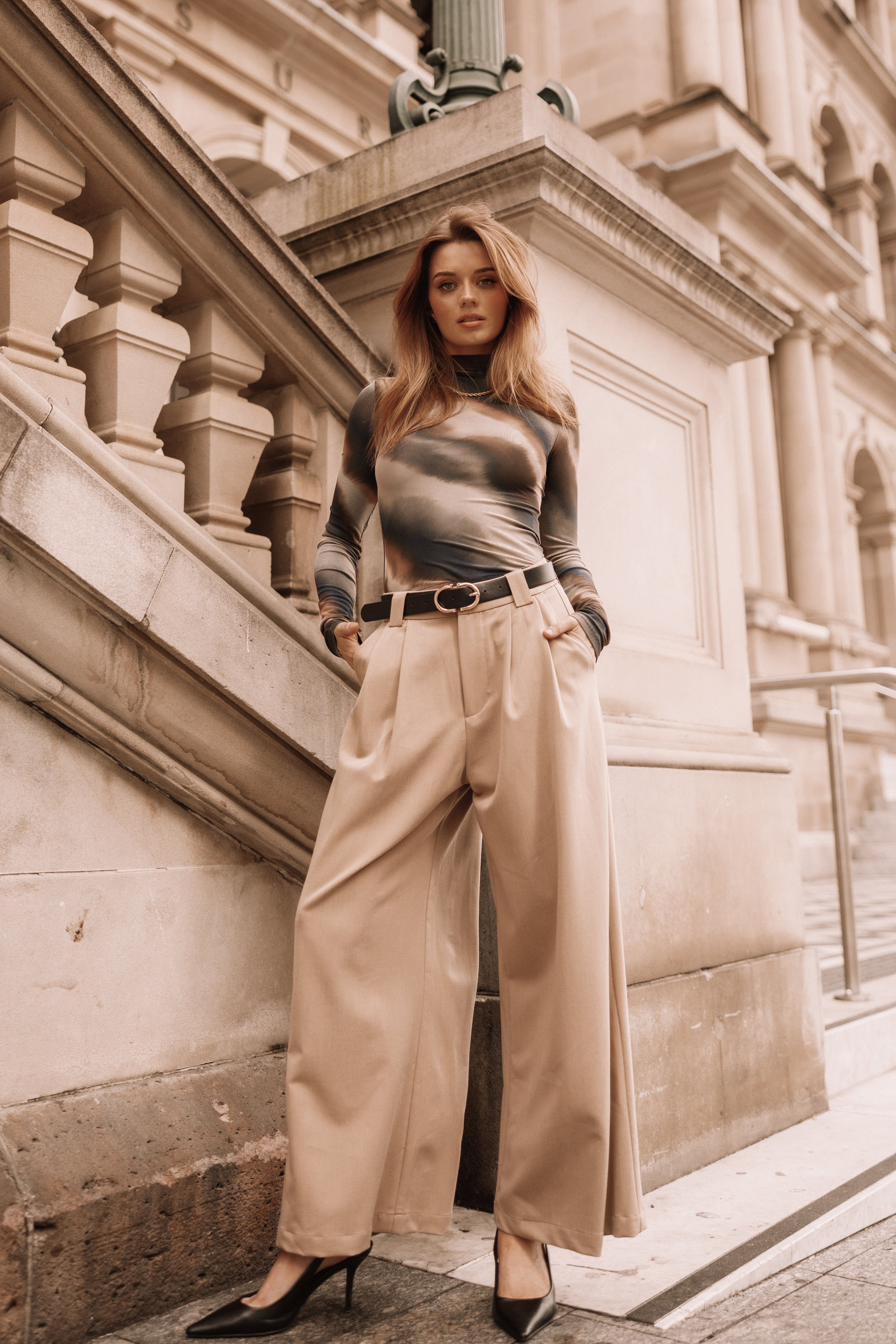 Sadella Pant - Sand-Aur Fashion