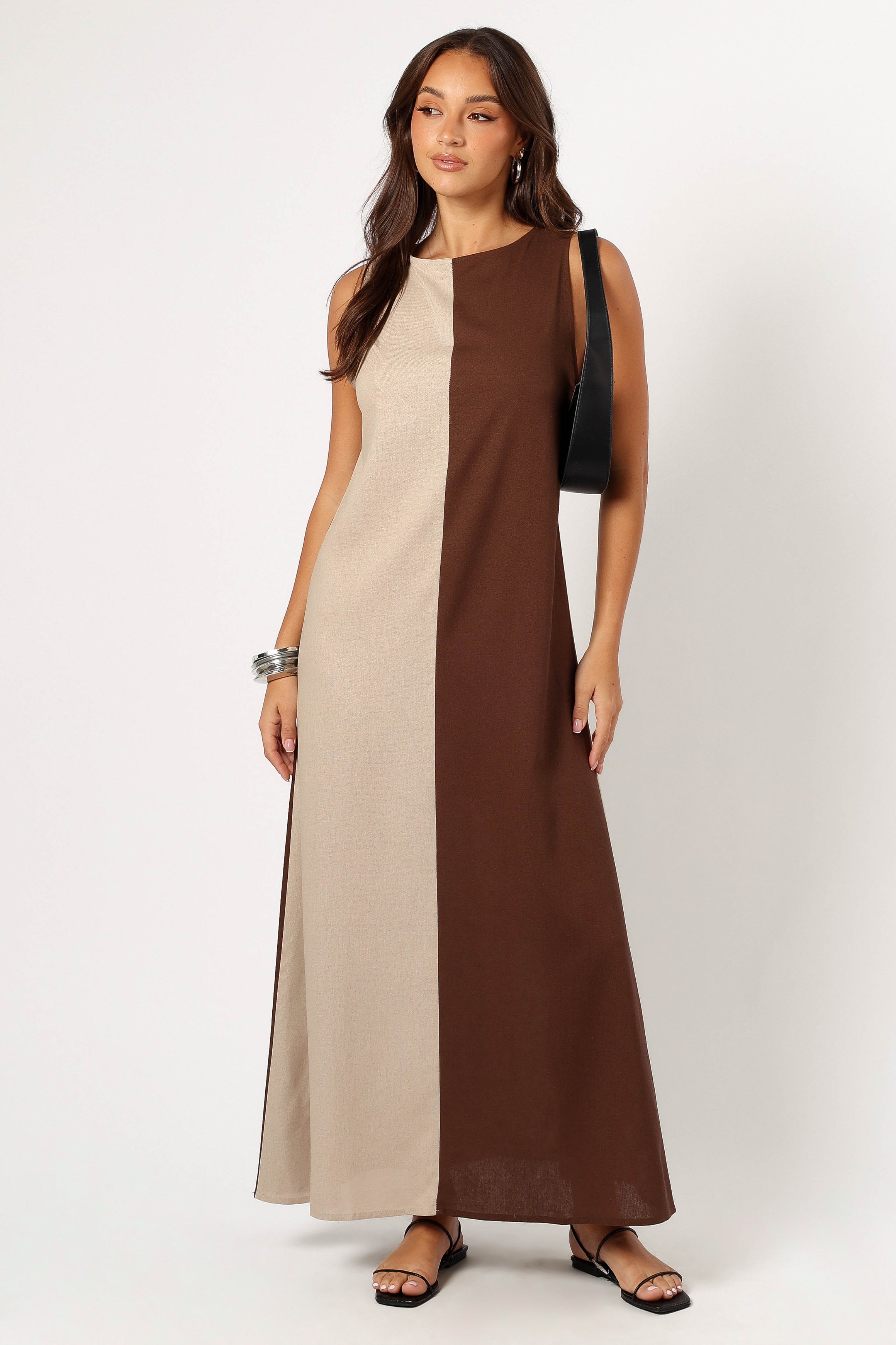 Lindi Maxi Dress - Brown/Beige-Aur Fashion