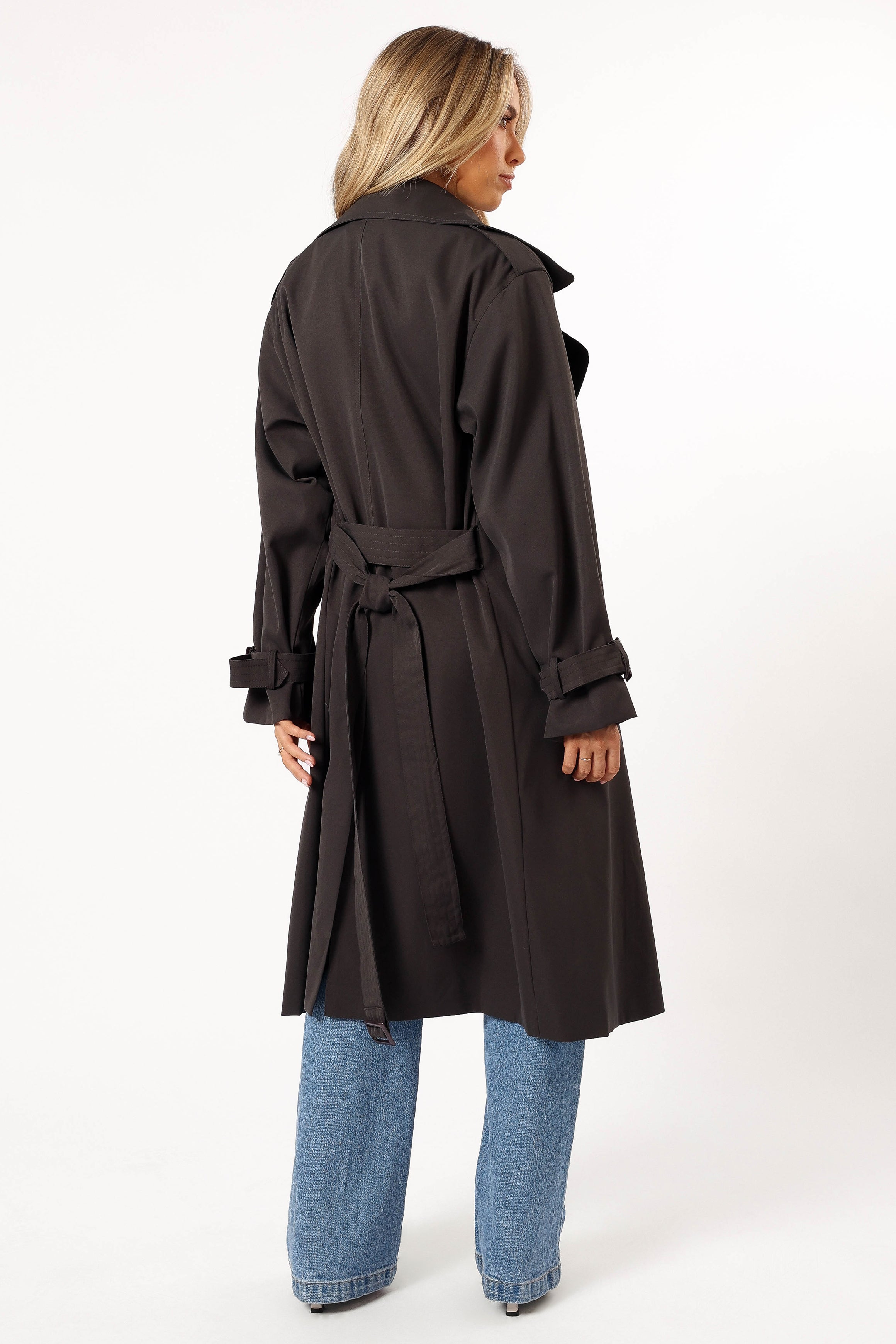 Billy Button Front Trench Coat - Charcoal-Aur Fashion