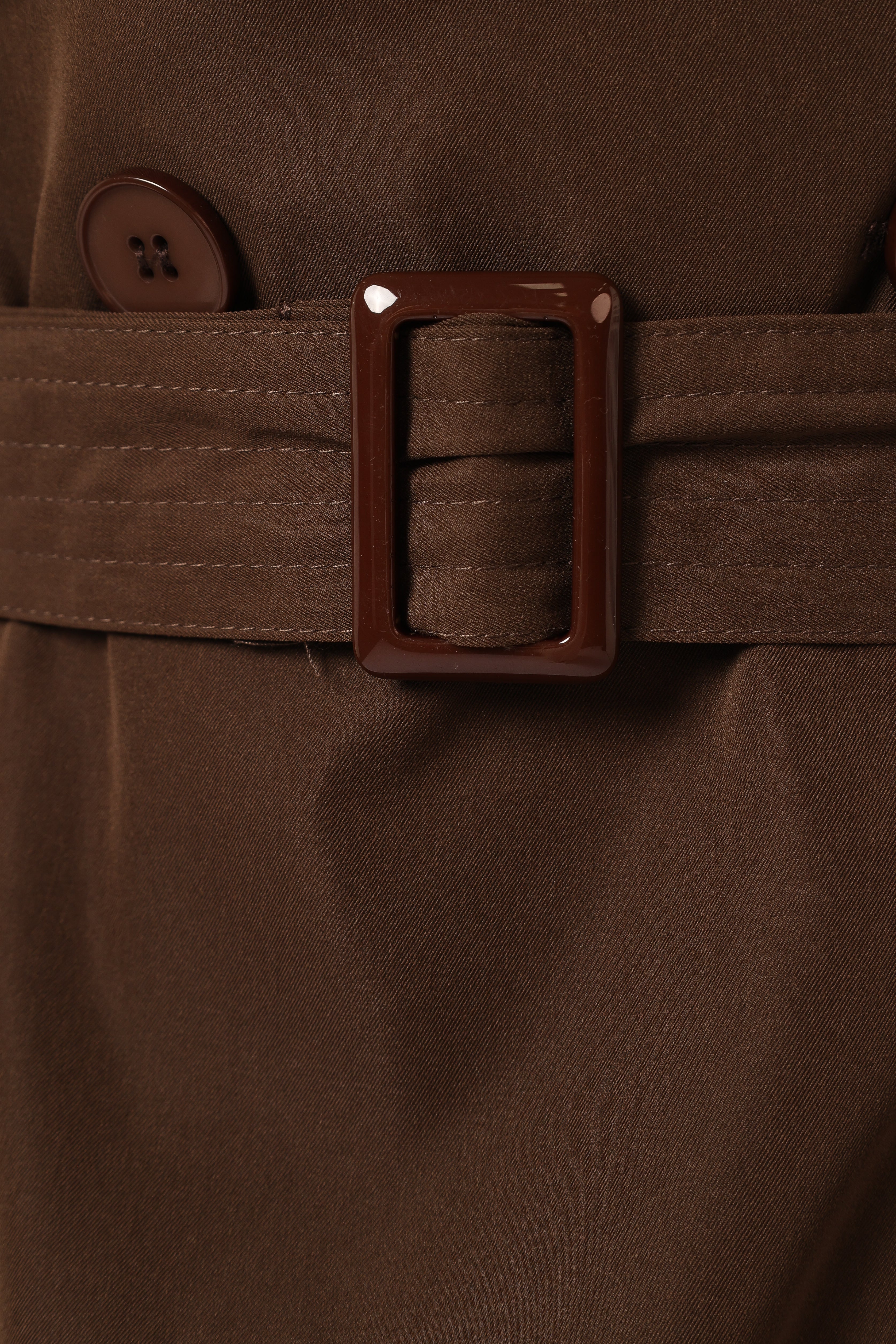 Billy Button Front Trench Coat - Chocolate Brown-Aur Fashion