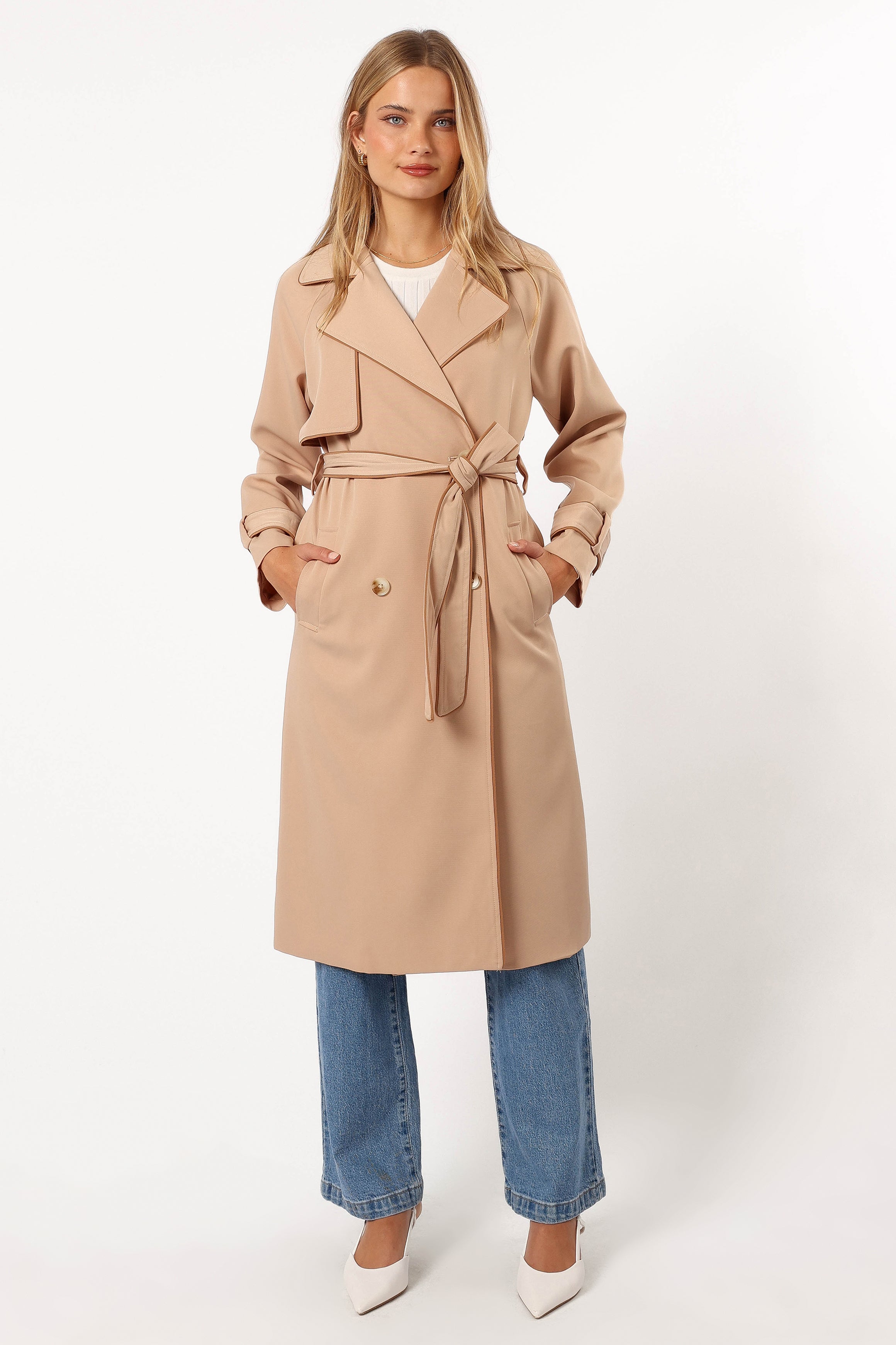Cayenne Contrast Binding Trench Coat - Camel-Aur Fashion