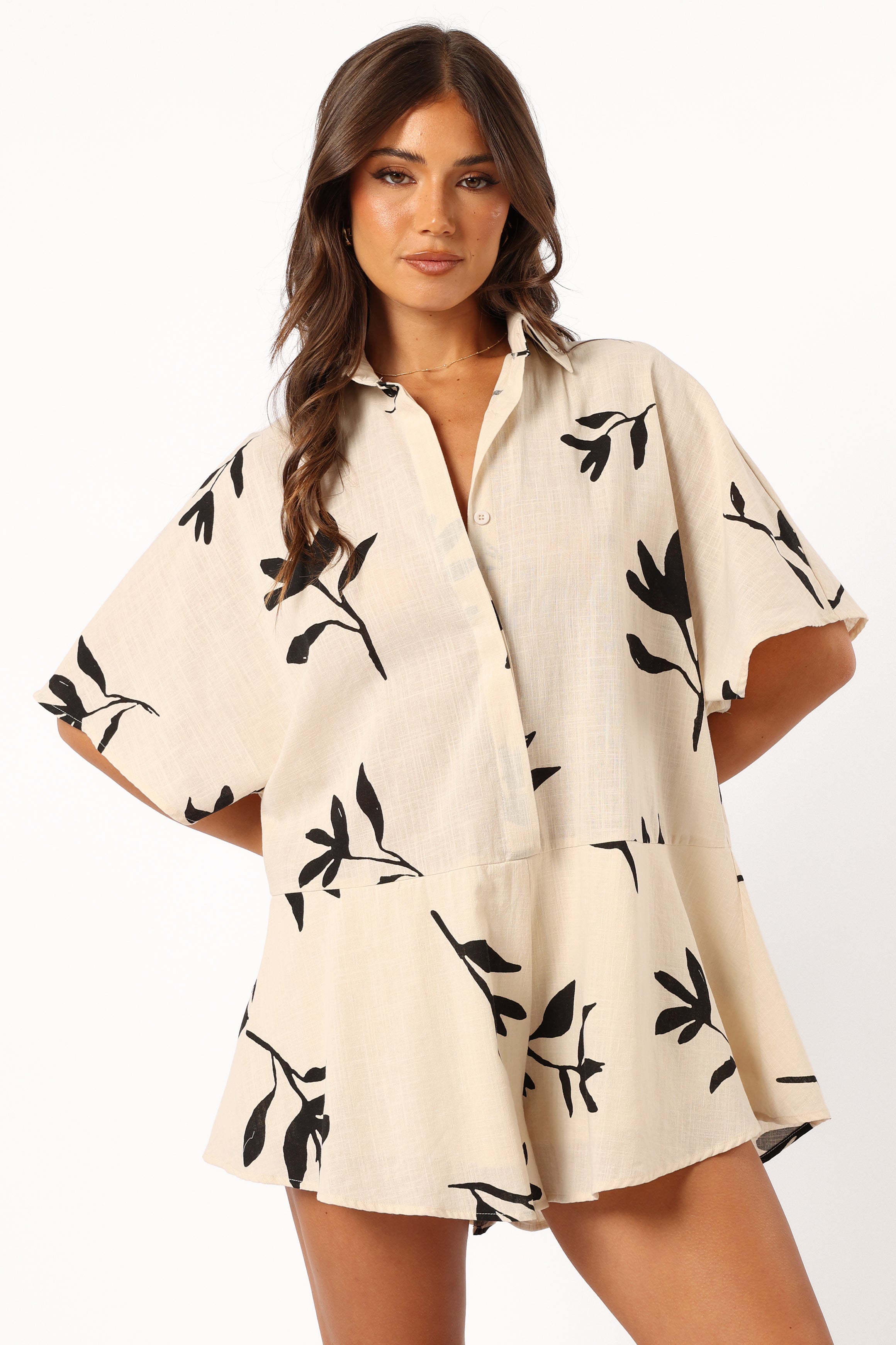Sebastian Romper - White Black Print-Aur Fashion