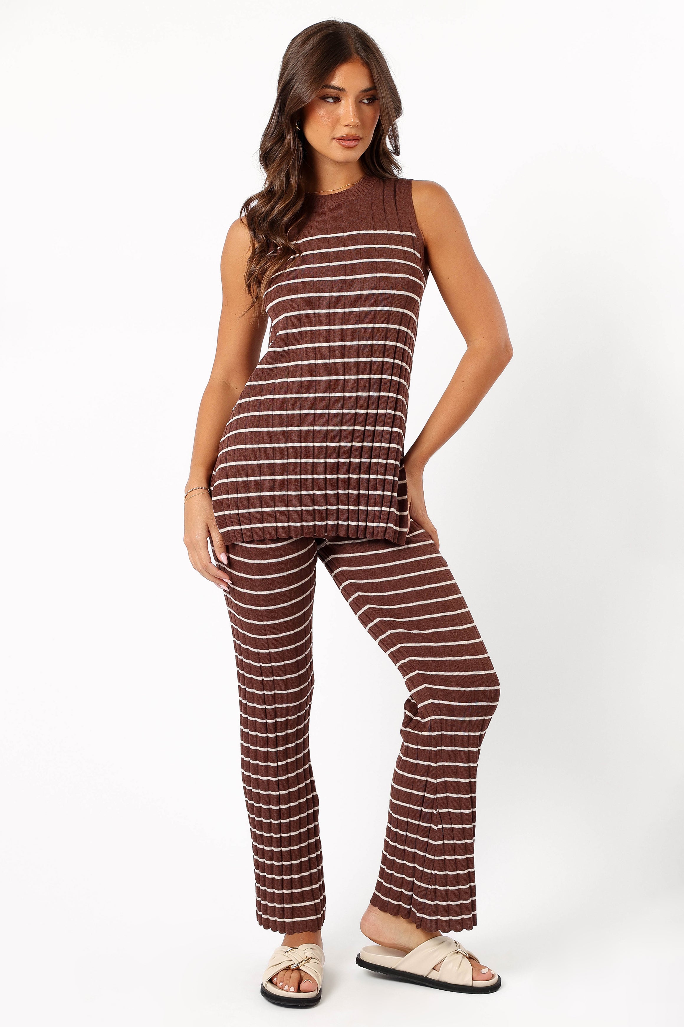 Saralynn Knitted Set - Brown Beige-Aur Fashion