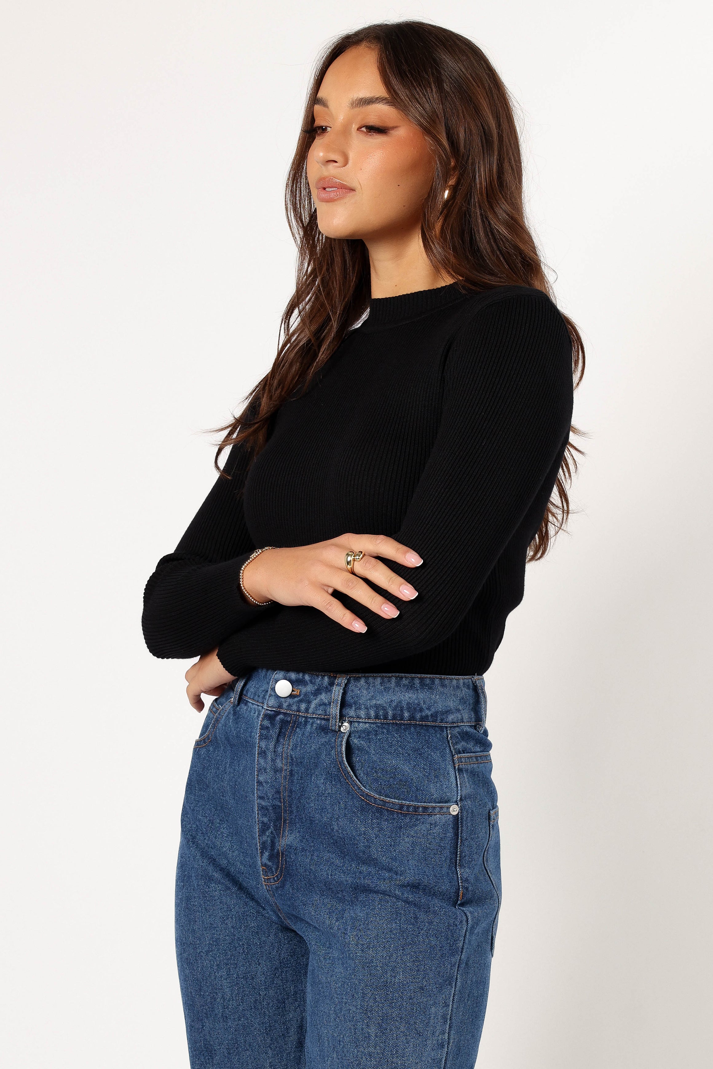 Tammy Ribbed Knit Top - Black-Aur Fashion