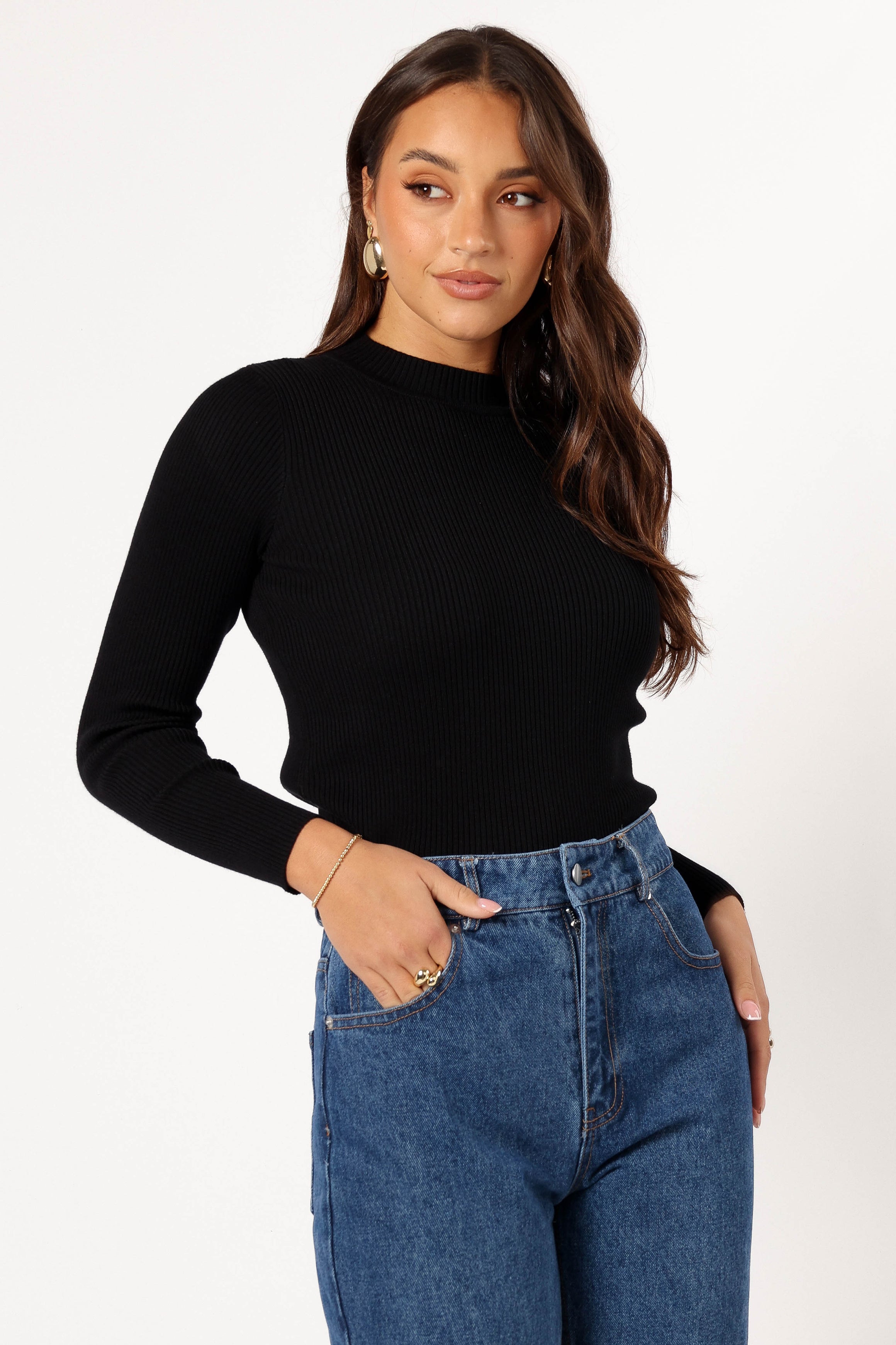 Tammy Ribbed Knit Top - Black-Aur Fashion