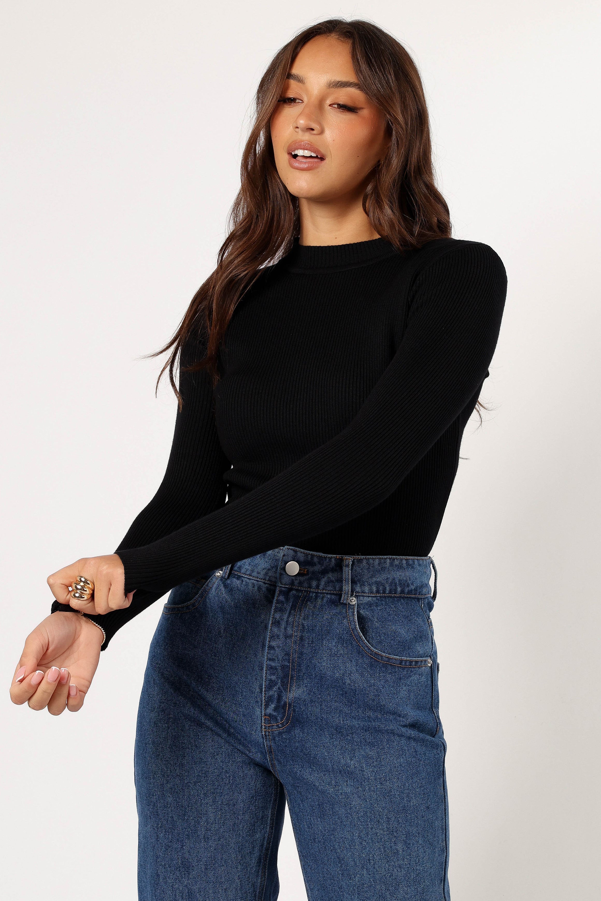 Tammy Ribbed Knit Top - Black-Aur Fashion