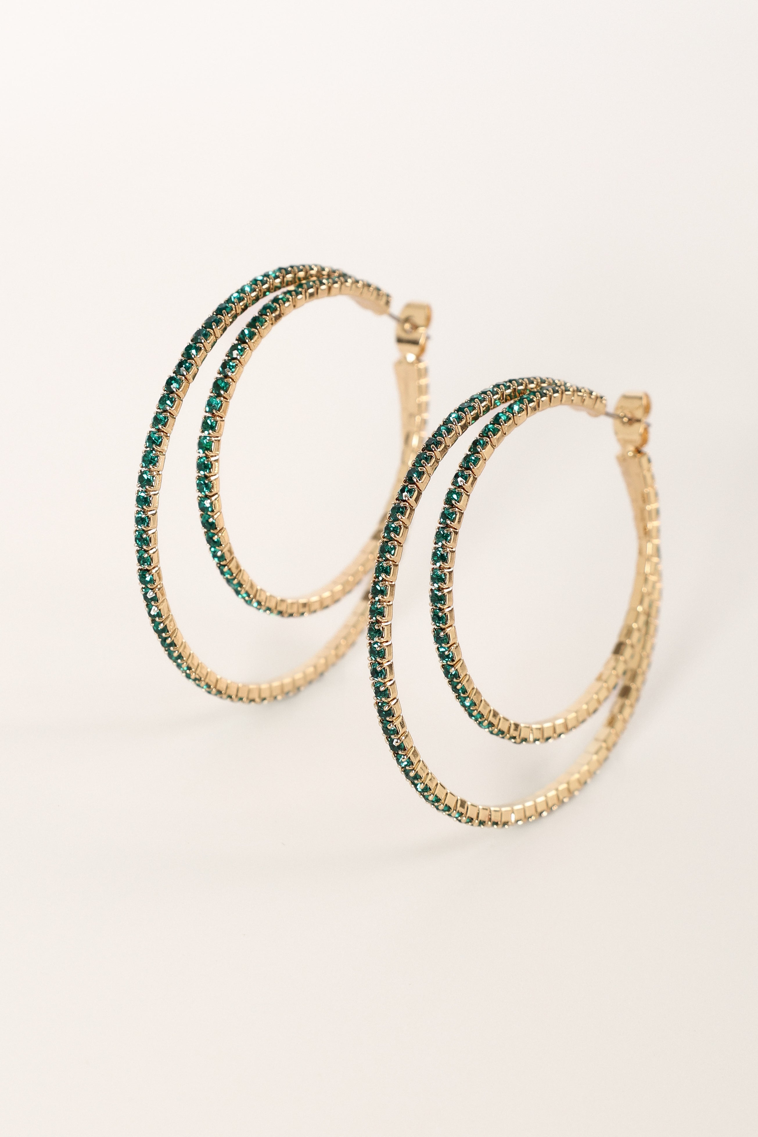 Dancer Double Hoop Earrings - Green-Aur Fashion