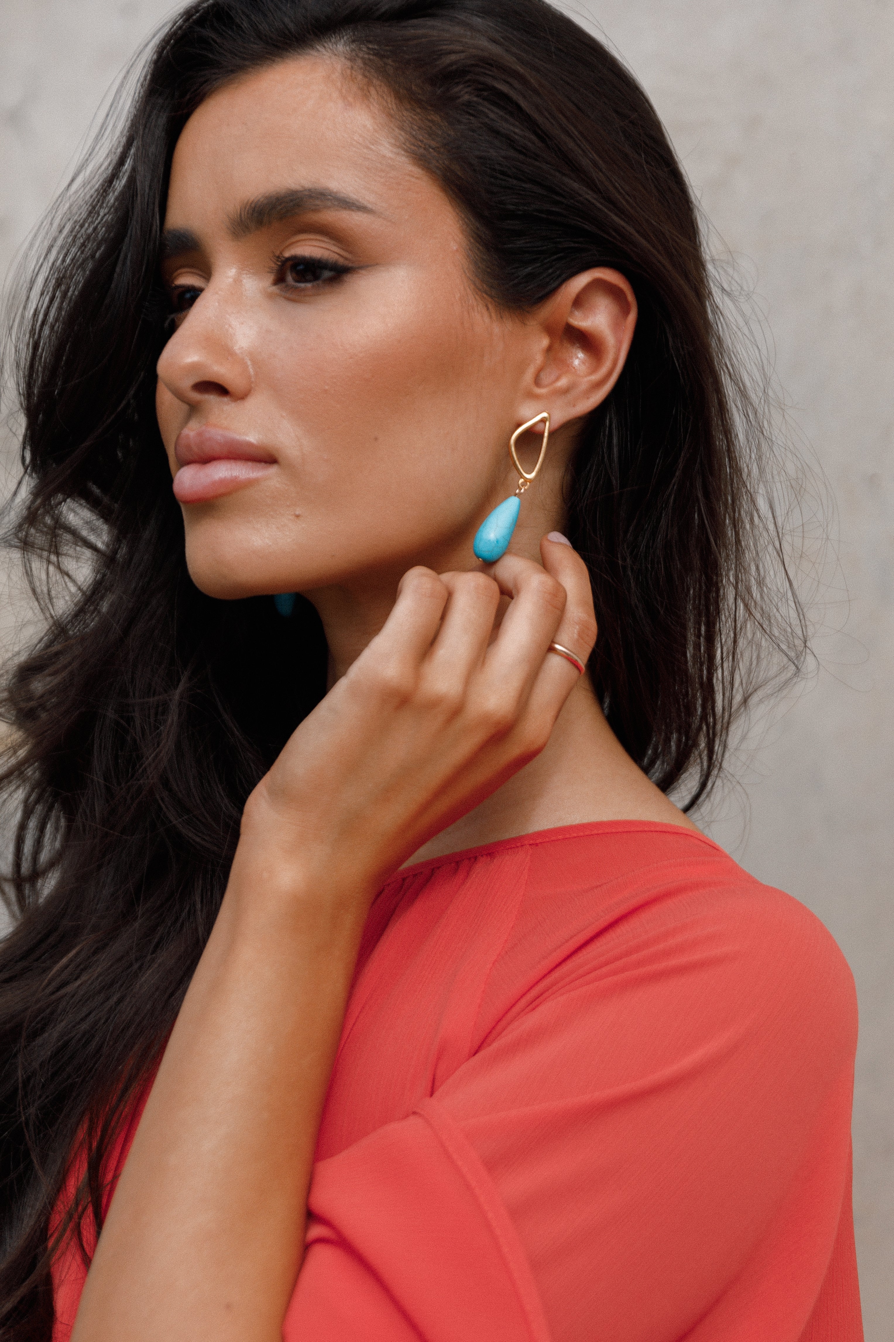 Isabella Turquoise Earrings - Gold-Aur Fashion