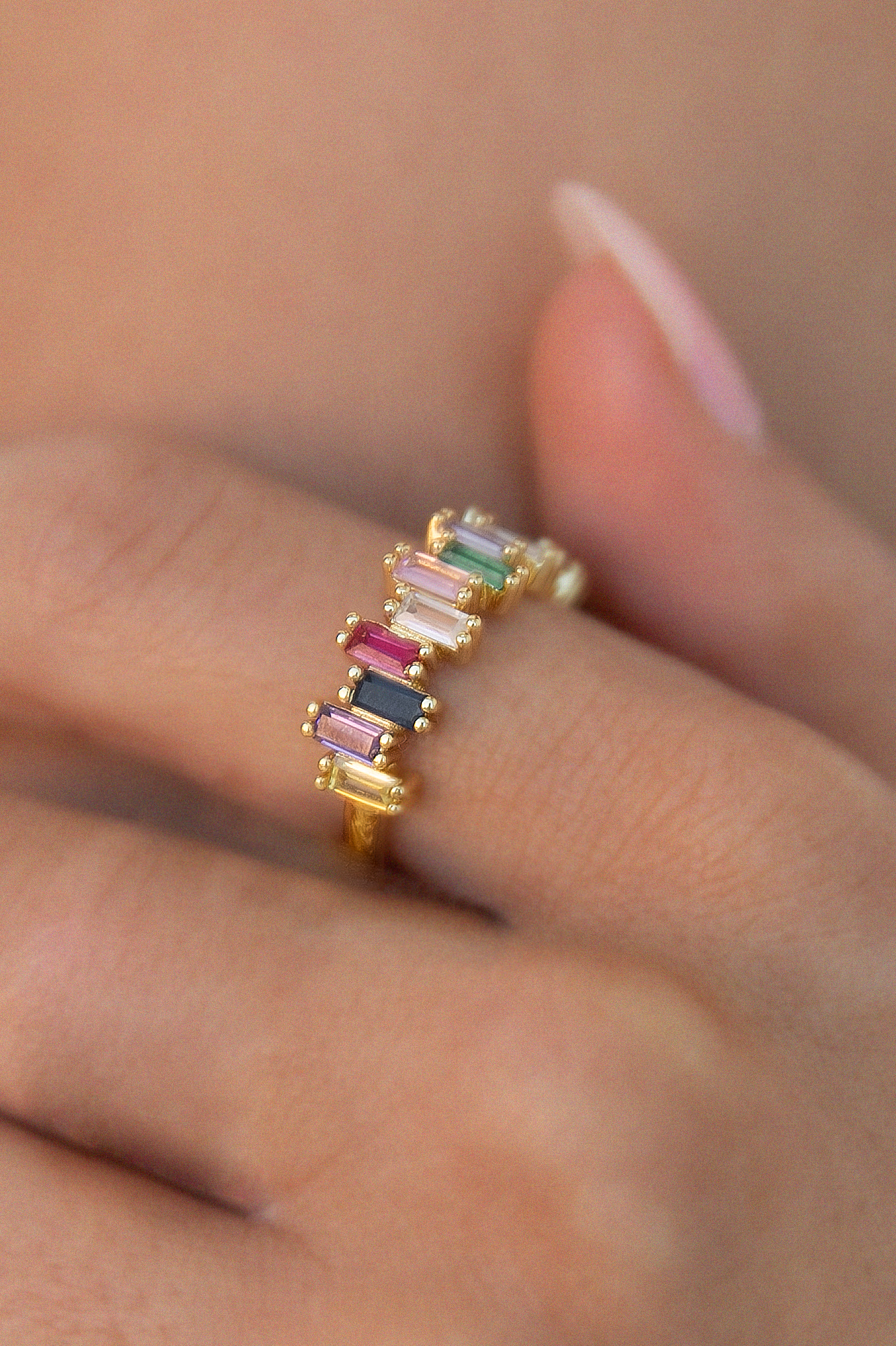 Marquee Baquette Ring - Multicoloured-Aur Fashion