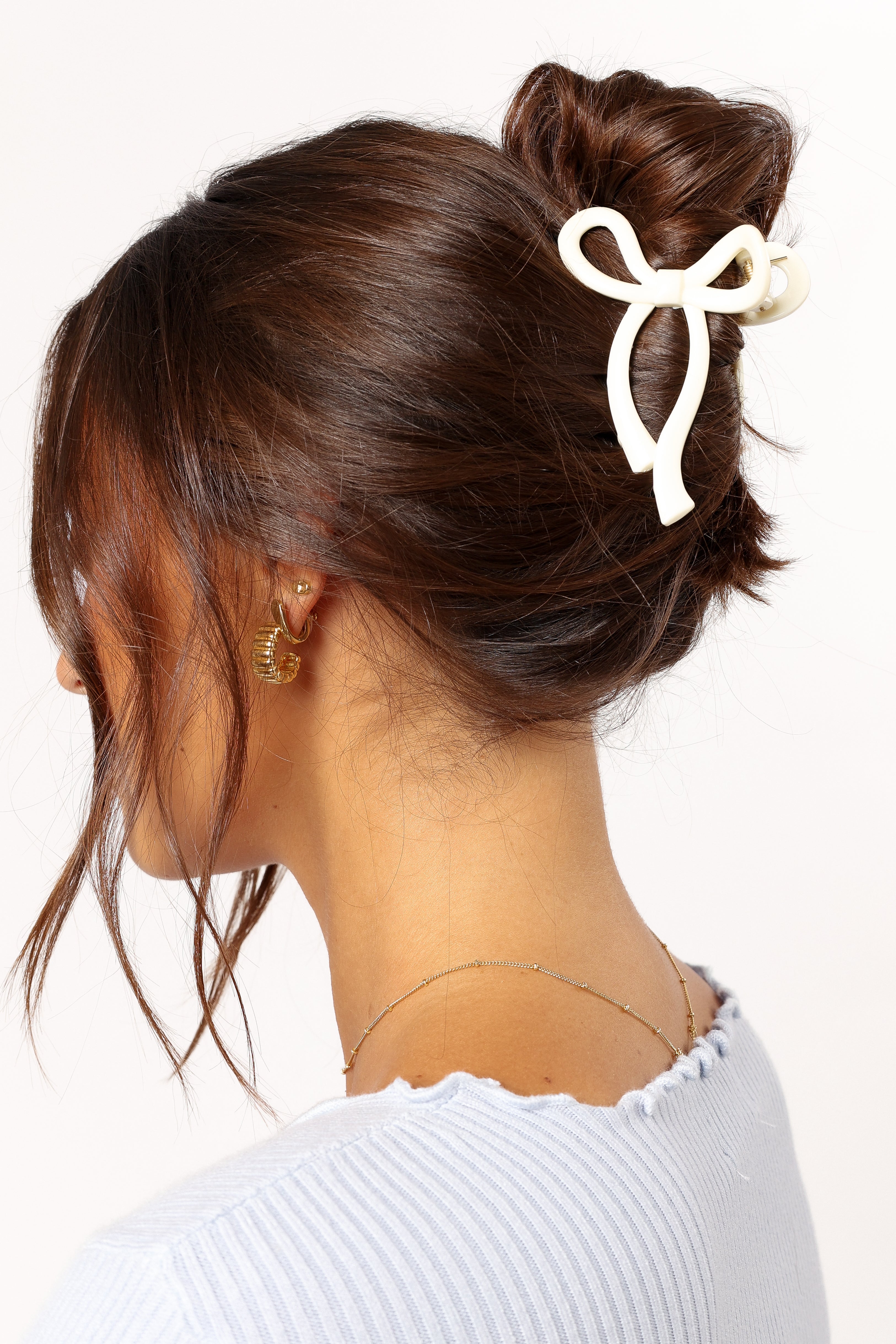 Peyton Bow Hair Clip - White-Aur Fashion