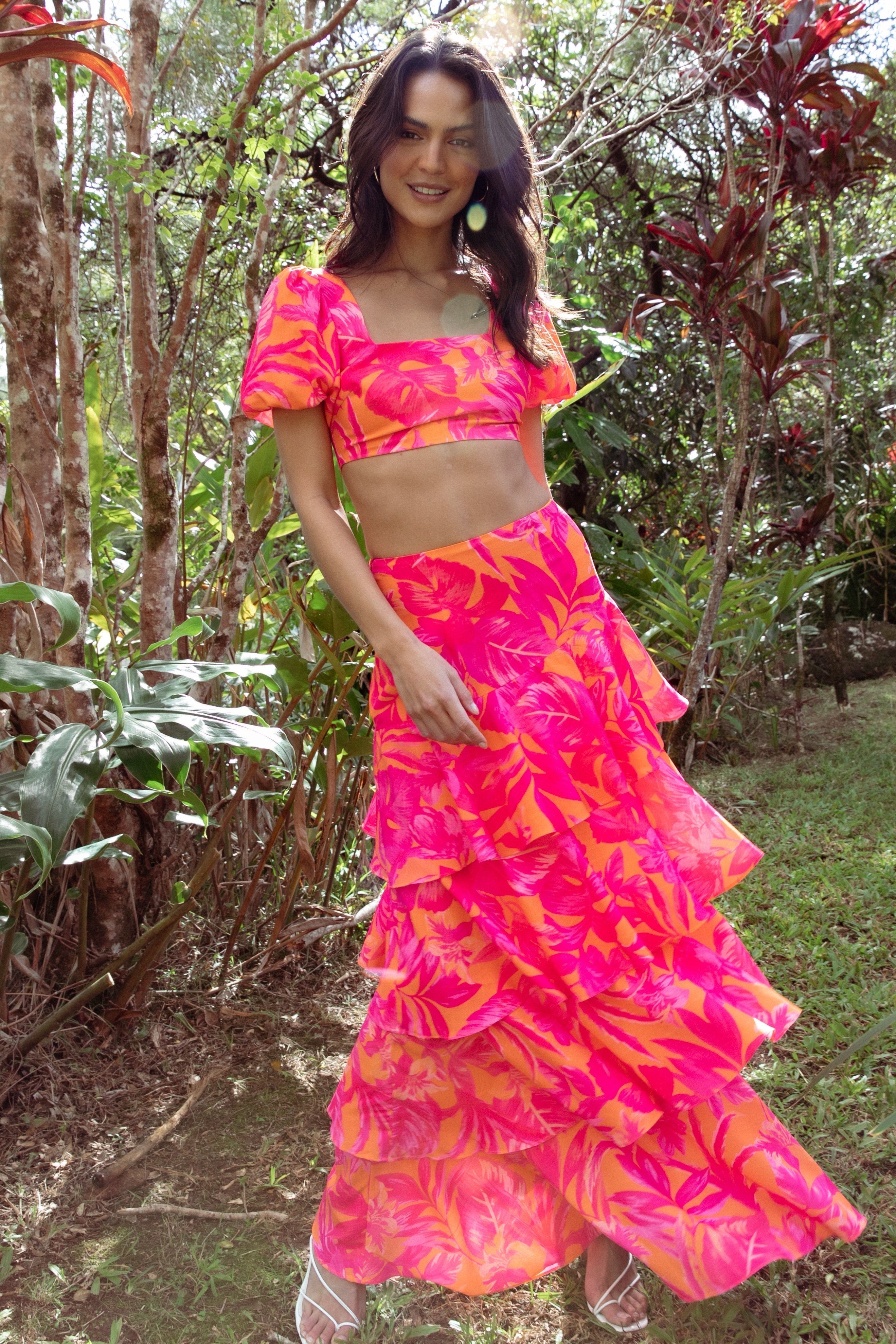 Addison Maxi Skirt - Pink Tropics-Aur Fashion