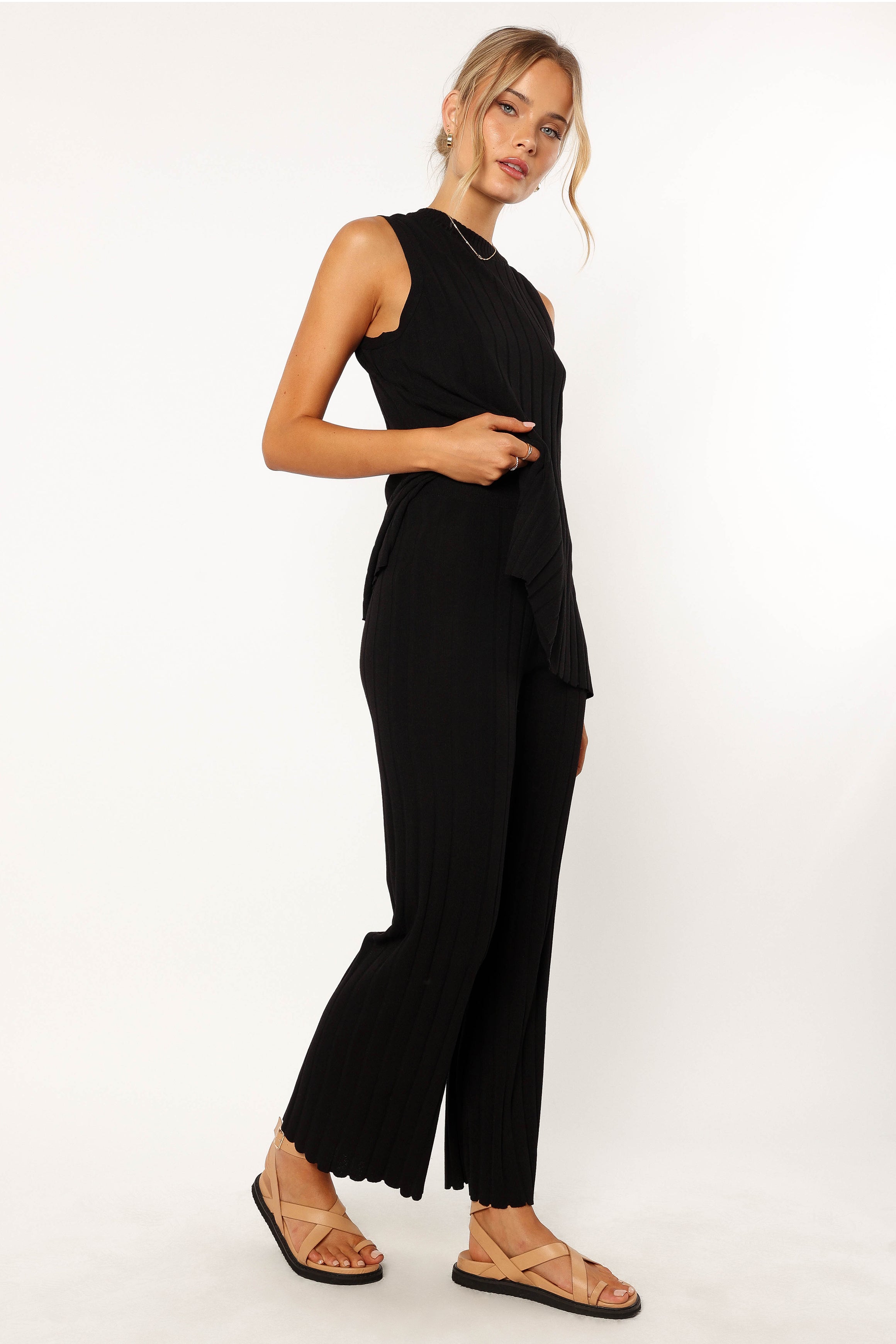 Agnes Knit Pant - Black-Aur Fashion