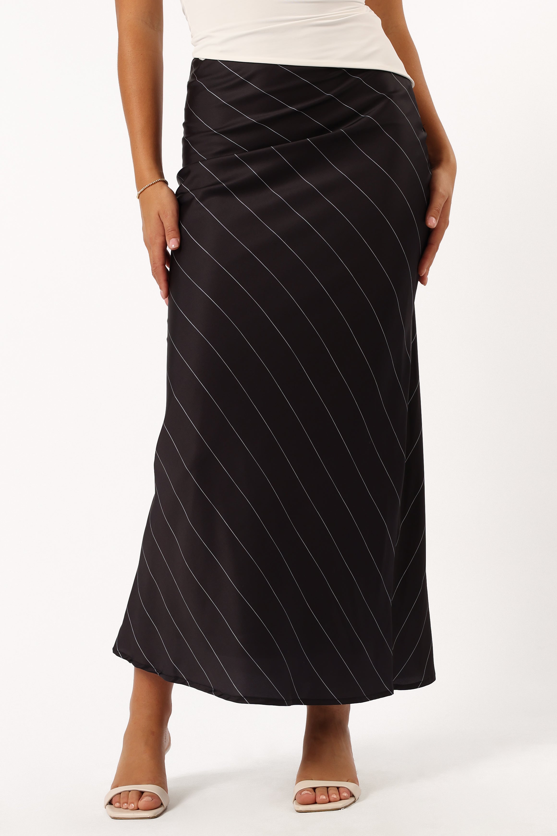 Heidi Stripe Slip Skirt - Black White Stripe-Aur Fashion