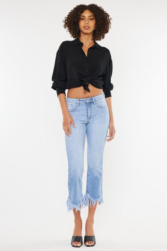Katie High Rise Crop Bootcut Jeans - Medium-Aur Fashion