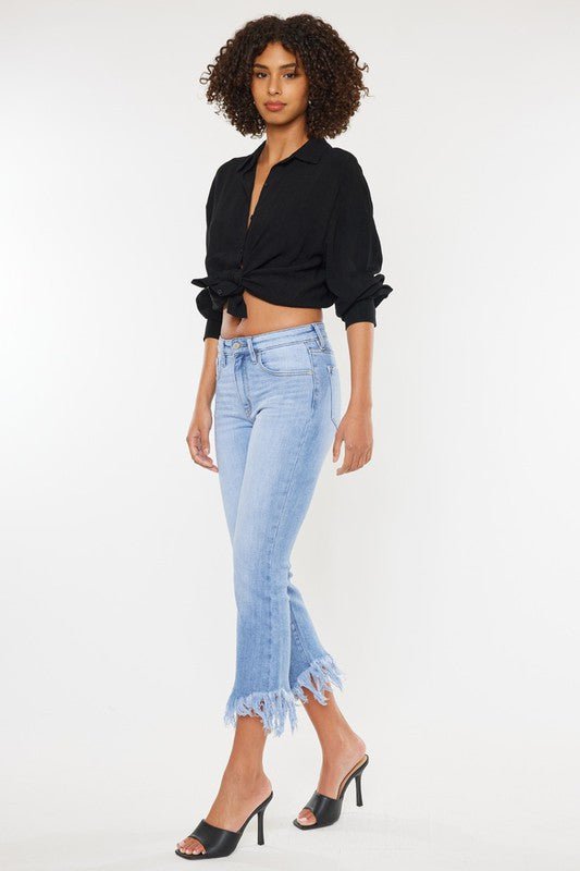 Katie High Rise Crop Bootcut Jeans - Medium-Aur Fashion