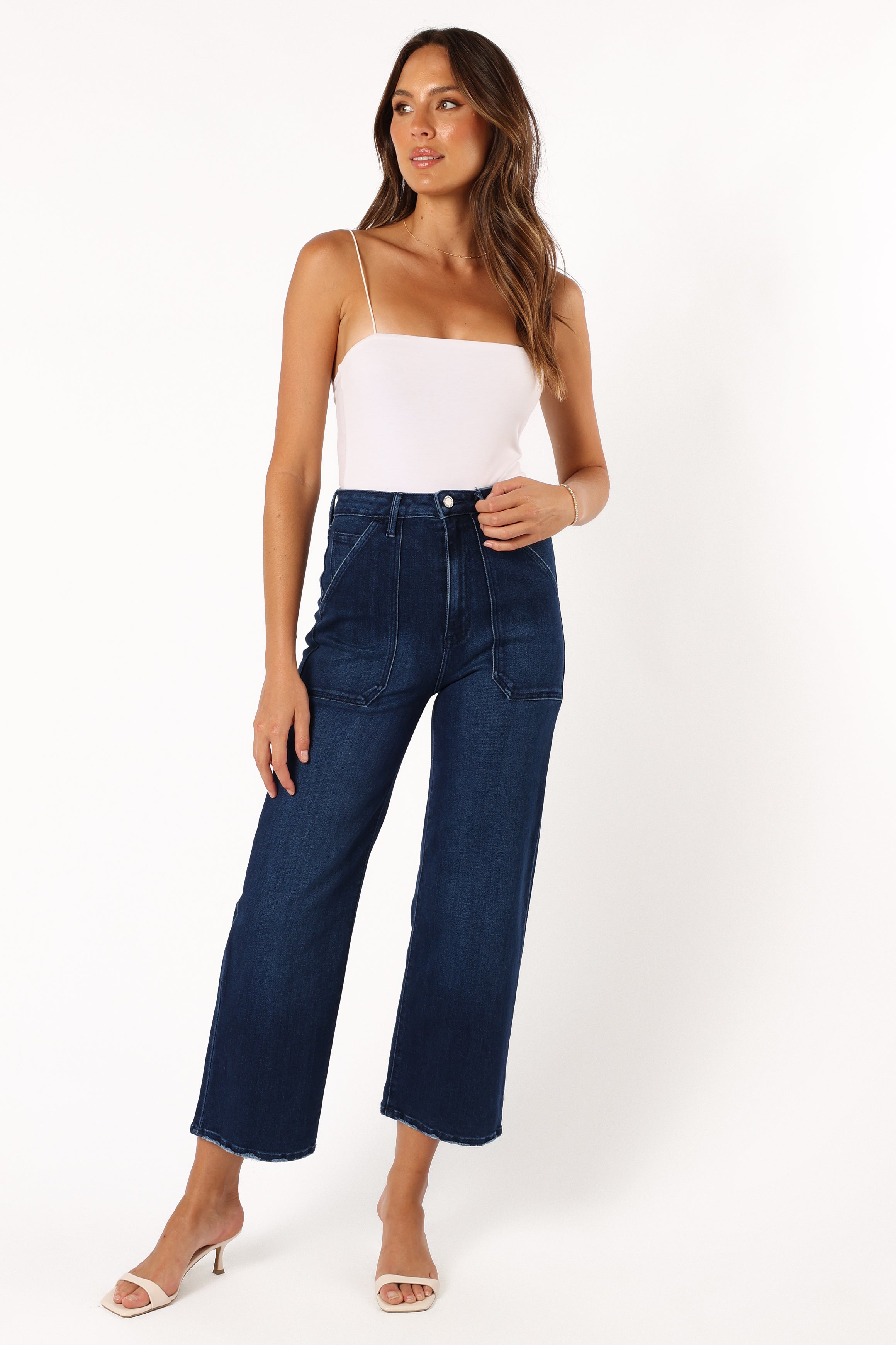 Kinsley High Rise Wide Leg Jean - Dark Denim-Aur Fashion
