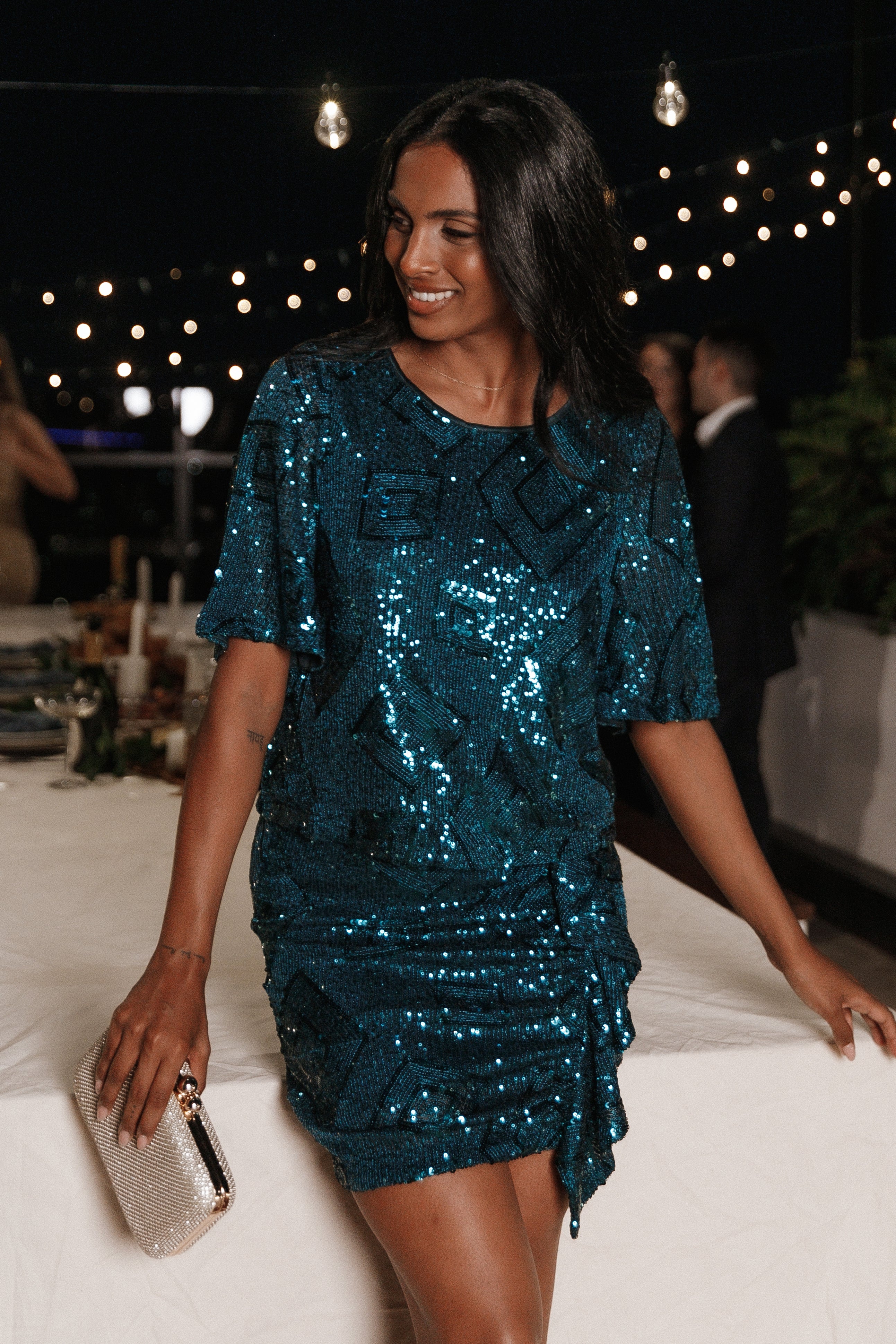 Lana Sequin Mini Skirt - Hunter Green-Aur Fashion