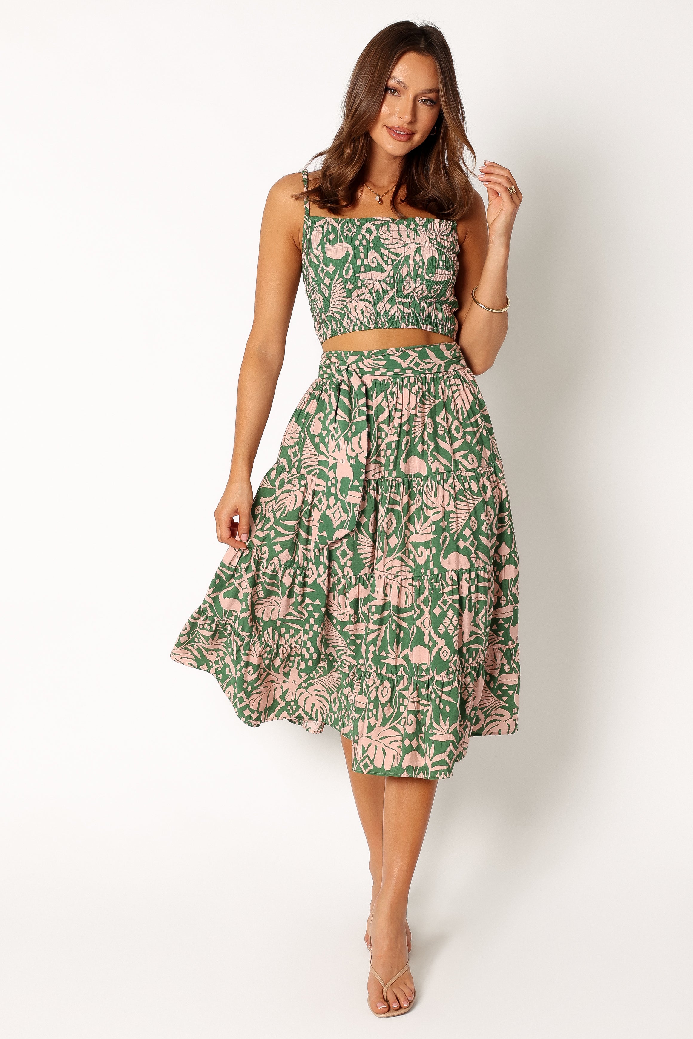 Lani Midi Skirt - Green-Aur Fashion