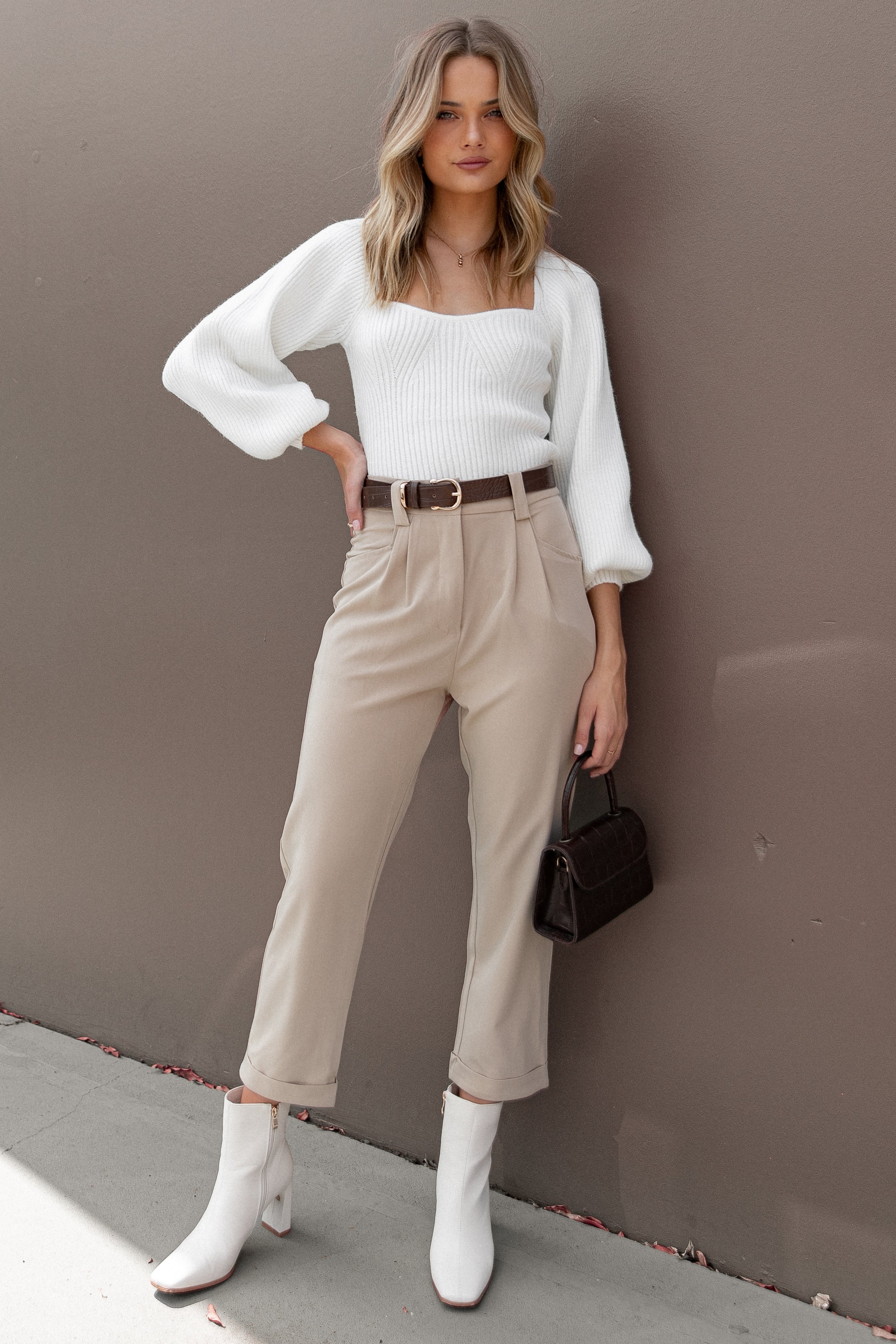Lexie Pants - Beige-Aur Fashion
