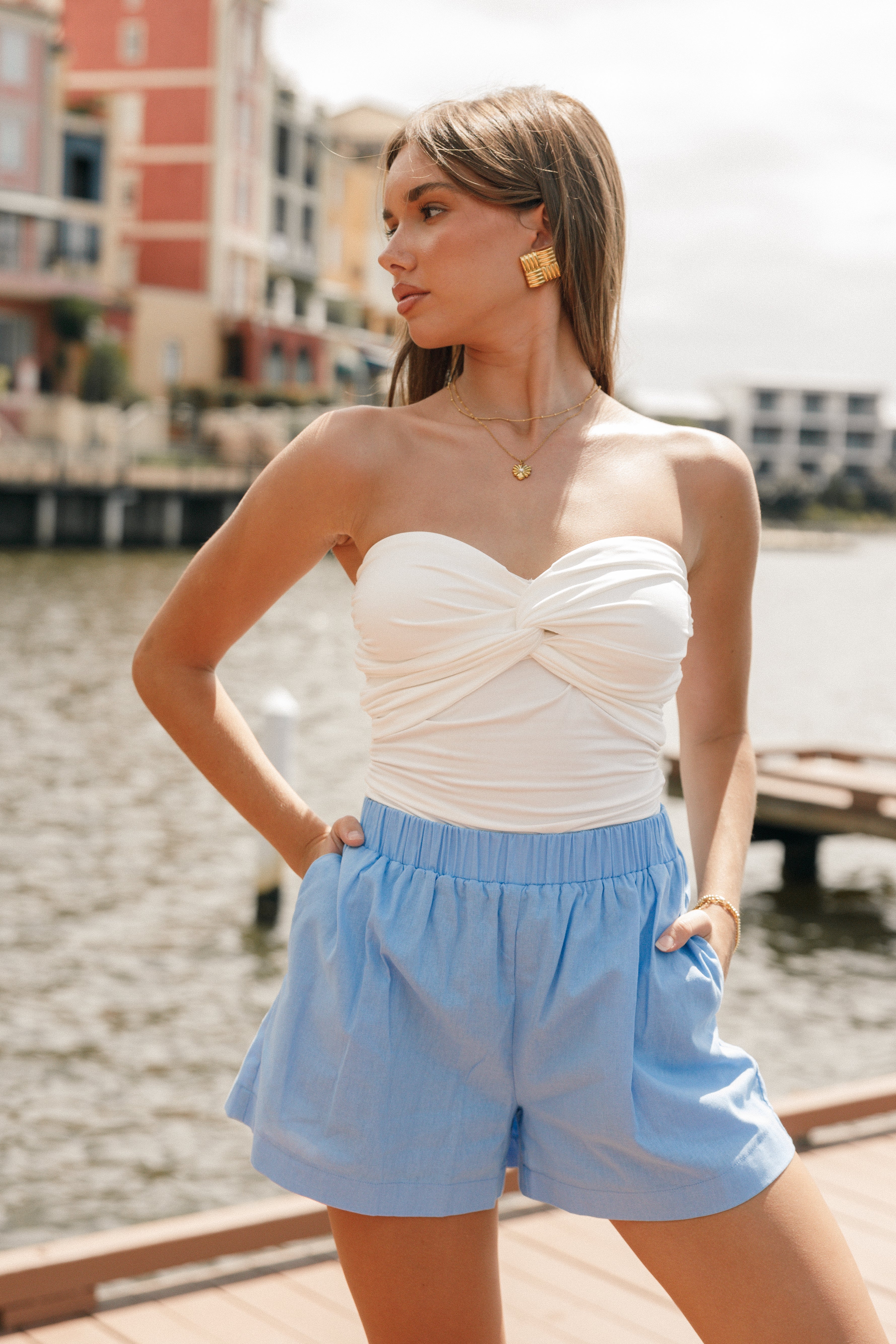 Lyra Shorts - Blue-Aur Fashion
