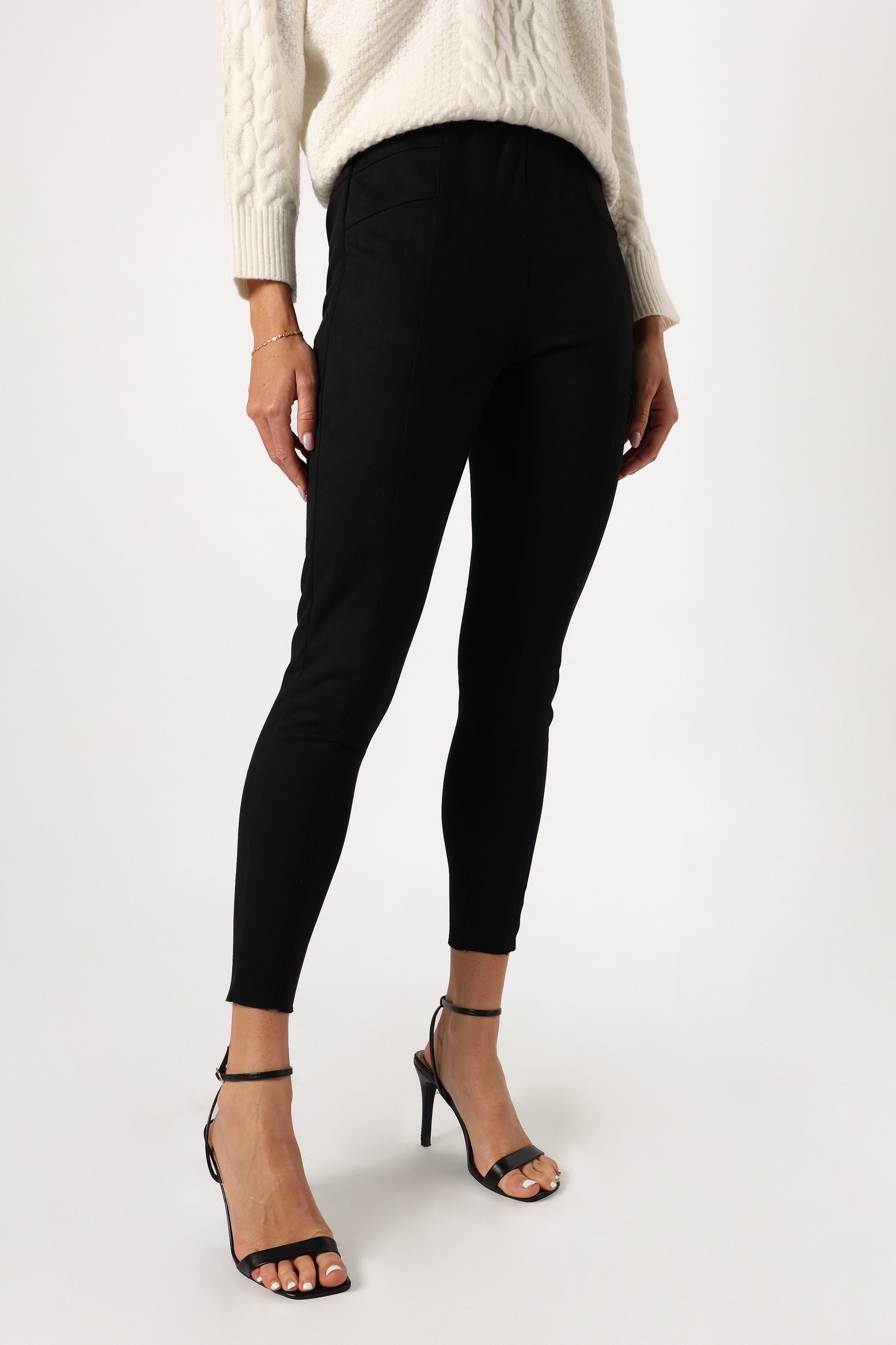 Morgan Suede Look Legging - Black-Aur Fashion