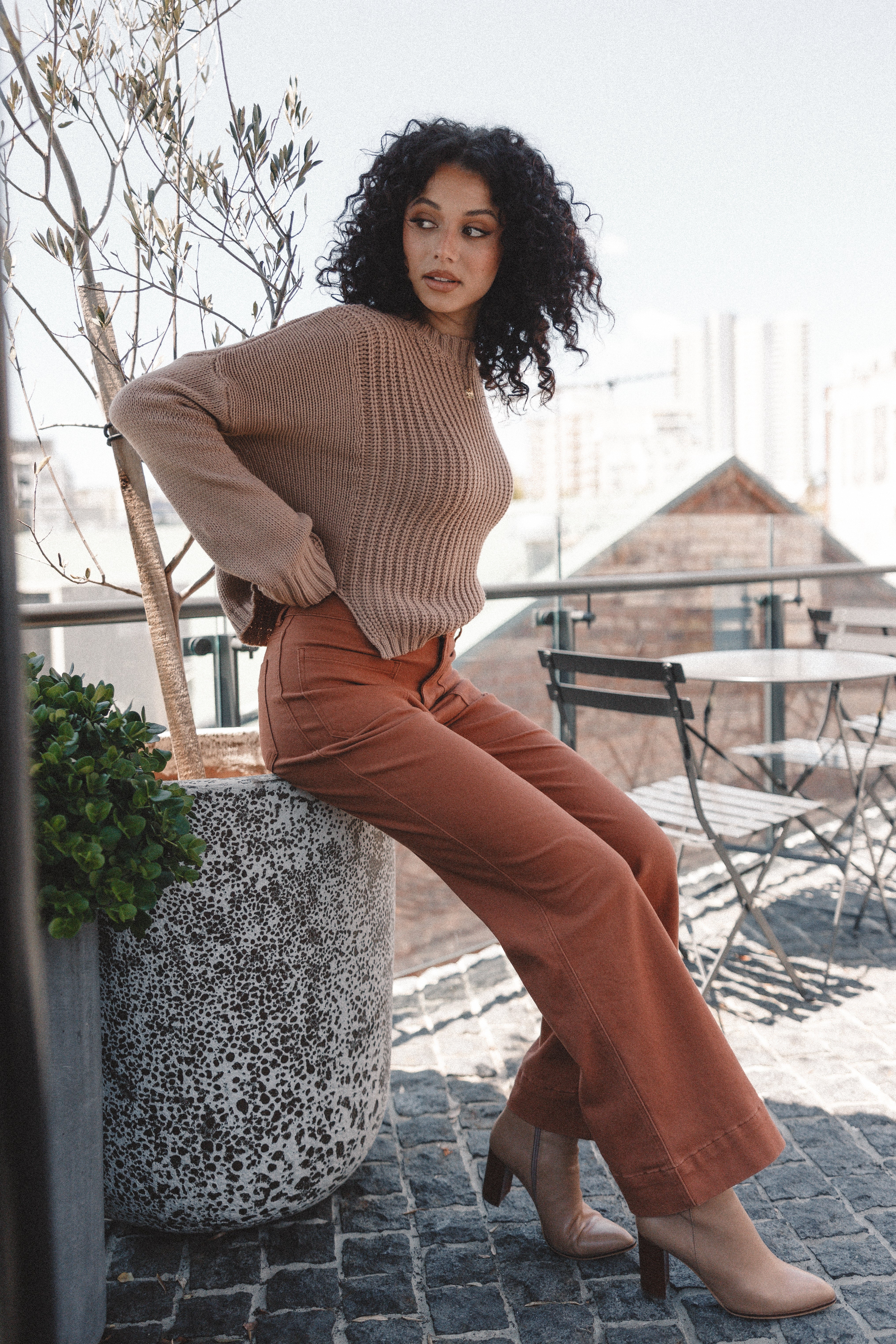Nico Wide Leg Jean - Tan-Aur Fashion