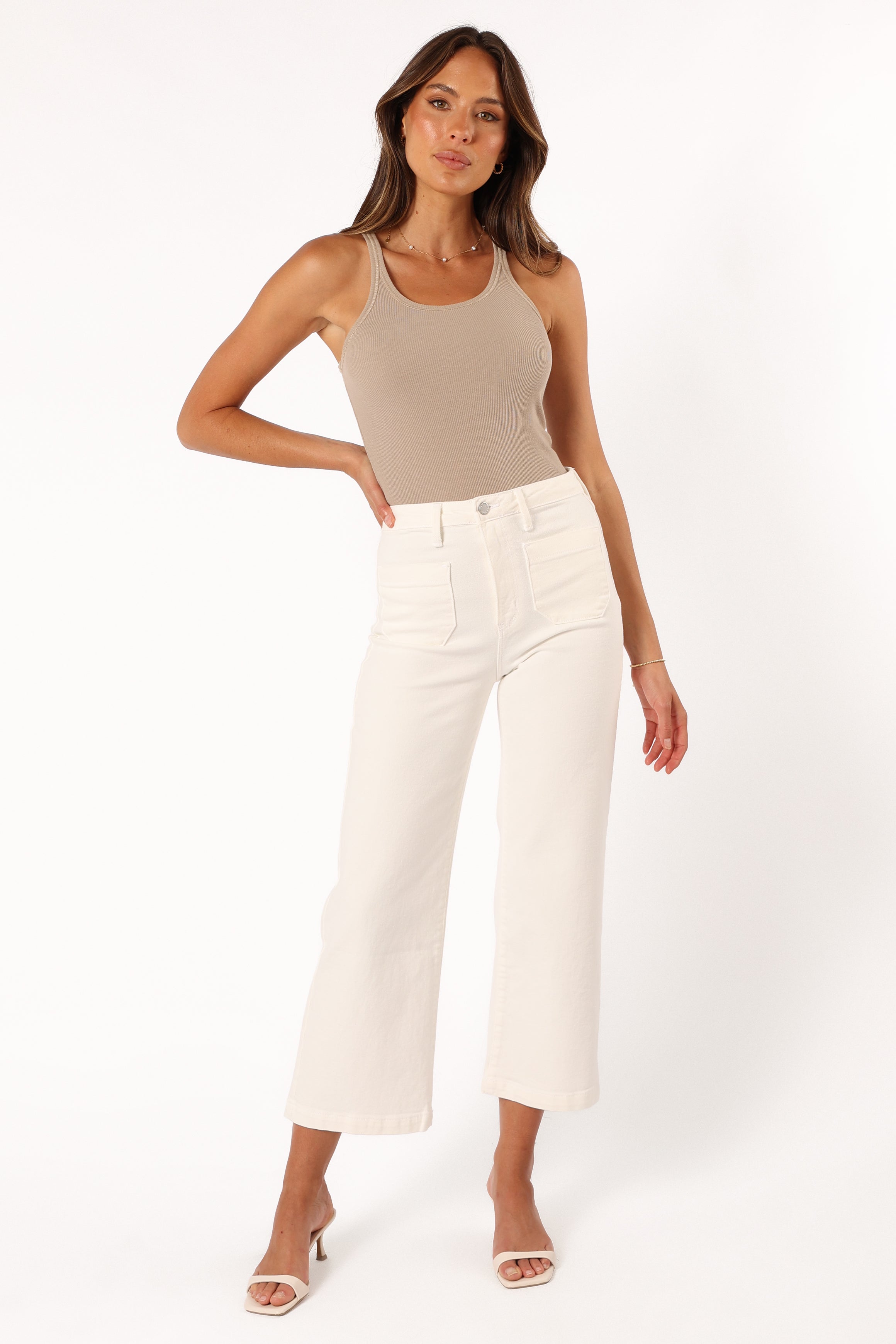Noah High Rise Wide Leg Jean - Off White-Aur Fashion