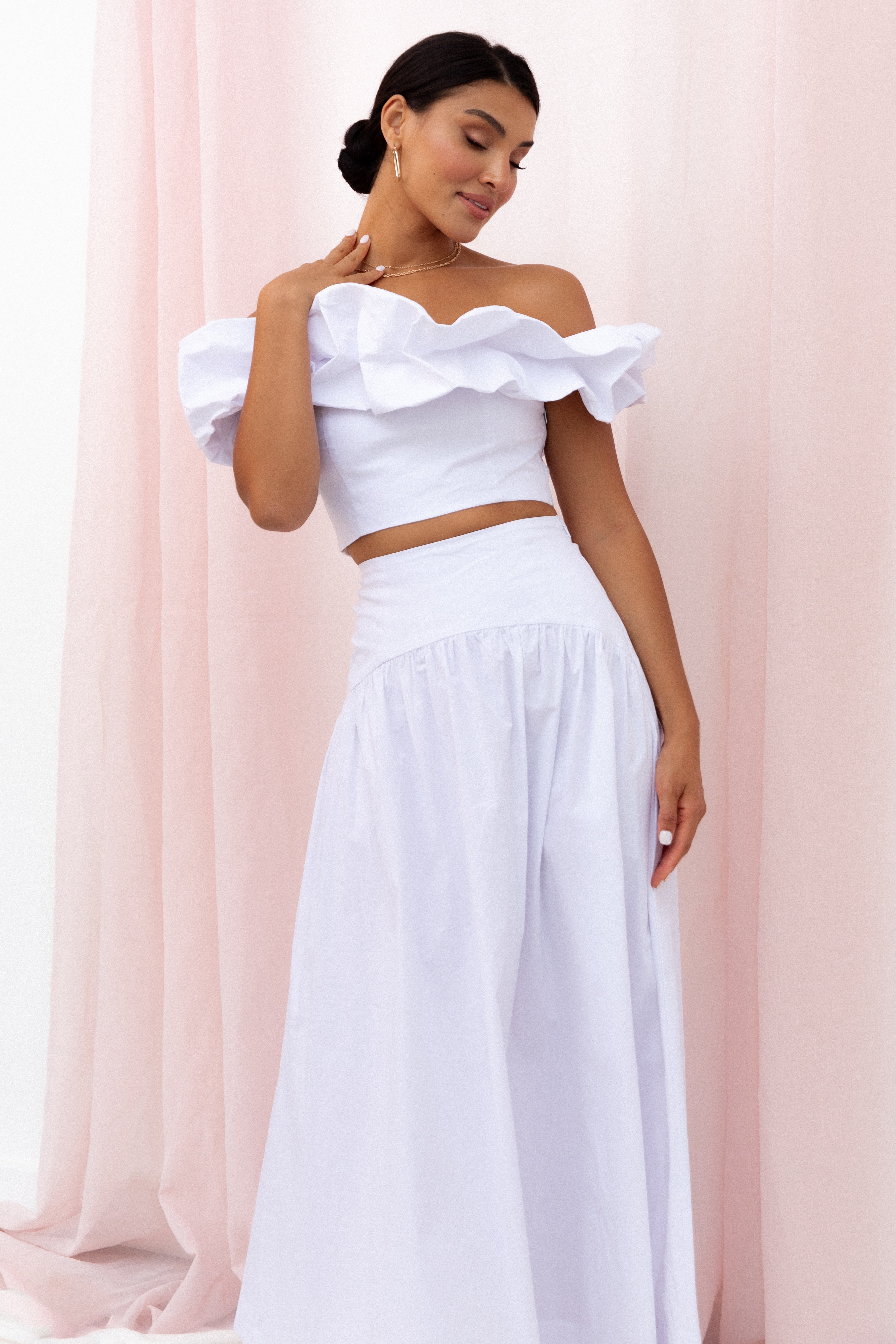 Savannah Maxi Skirt - White-Aur Fashion