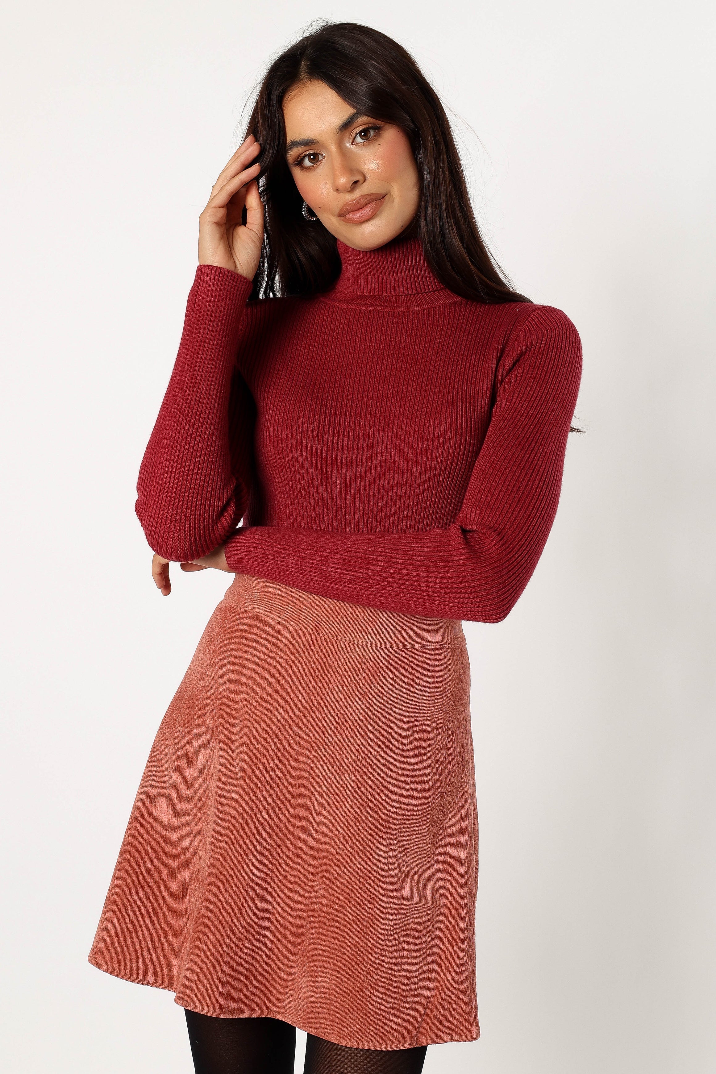 Tammy Cord Skirt - Brick-Aur Fashion