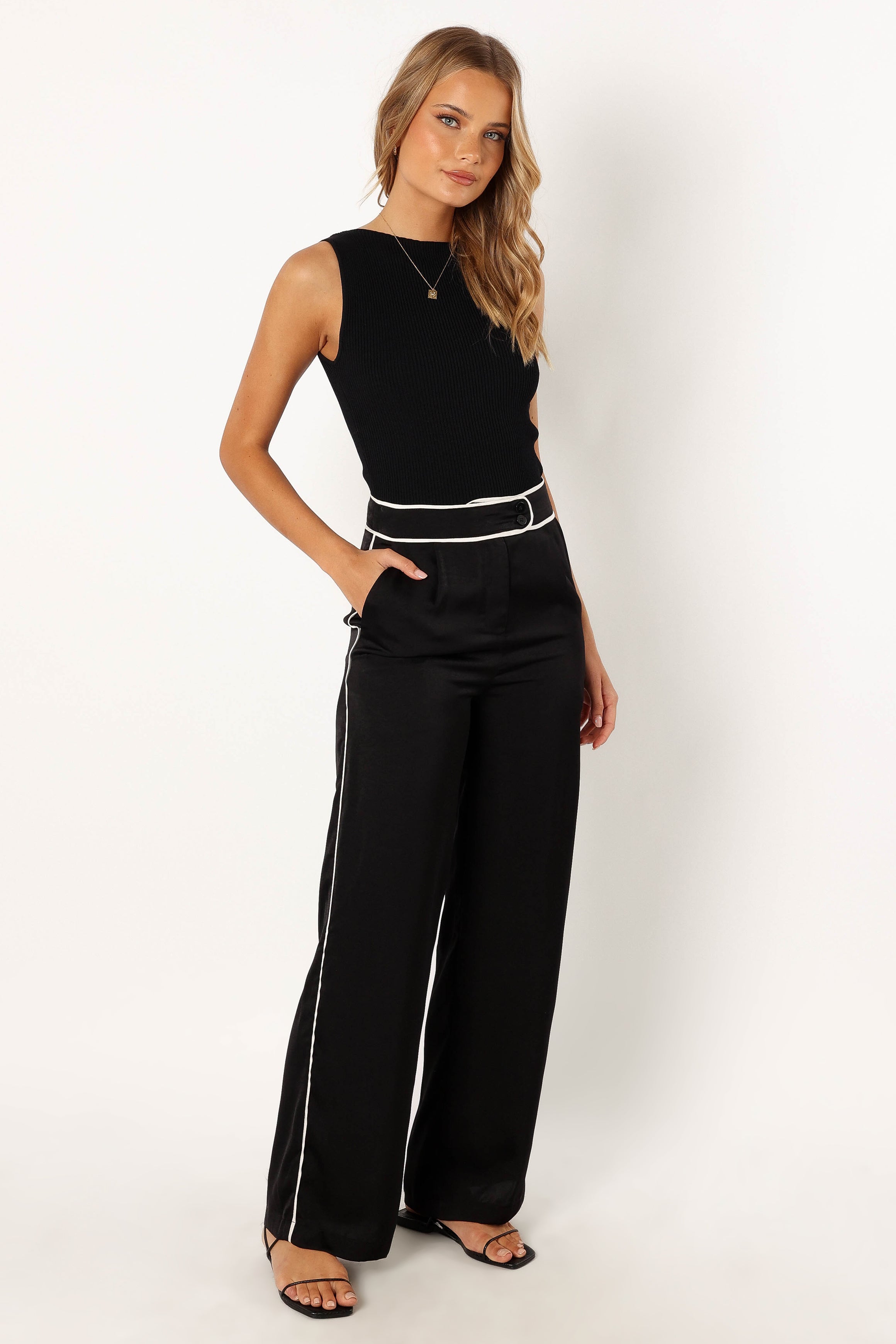 Uriah Wide Leg Pants - Black-Aur Fashion