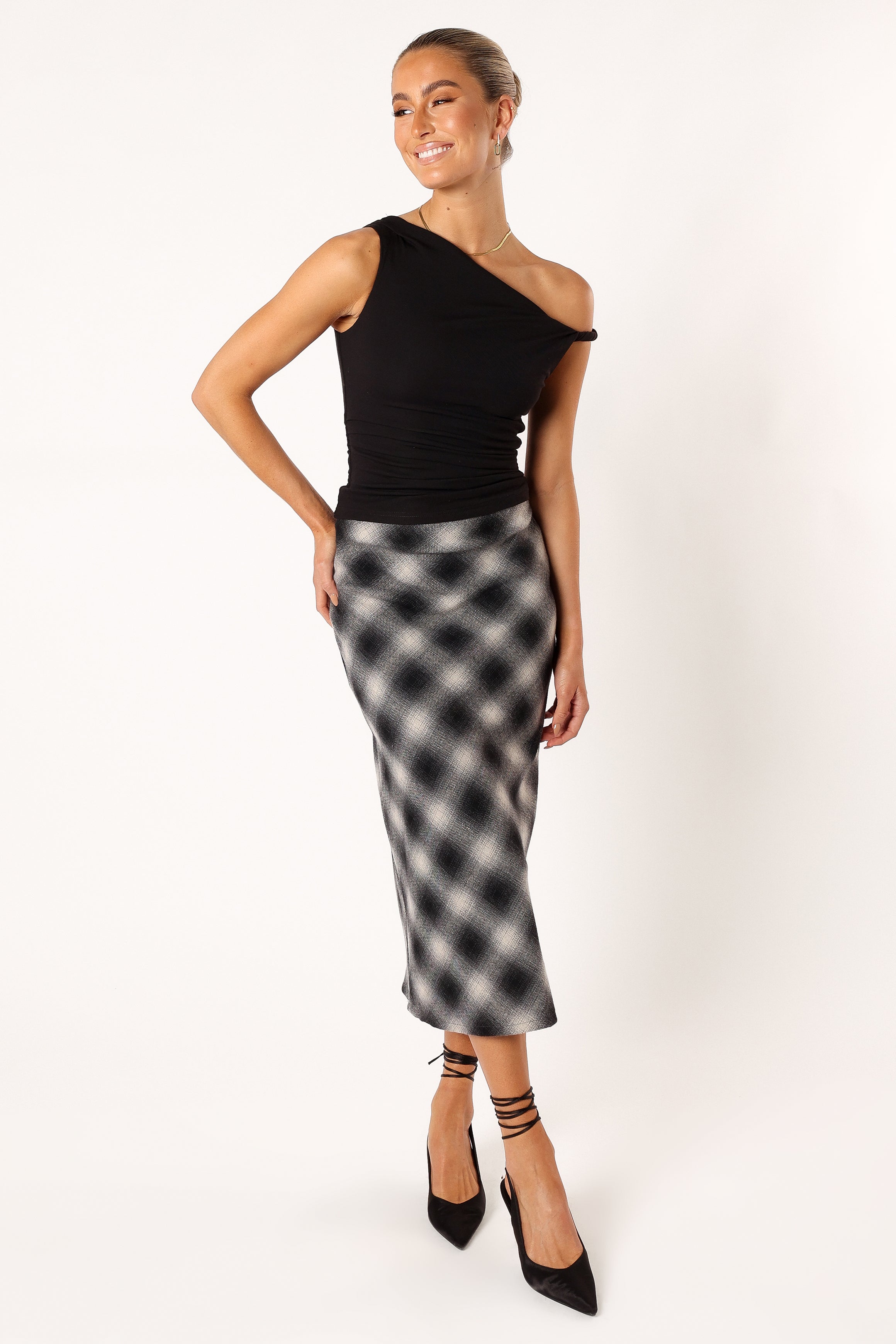 Ursula Plaid Skirt - Charcoal-Aur Fashion