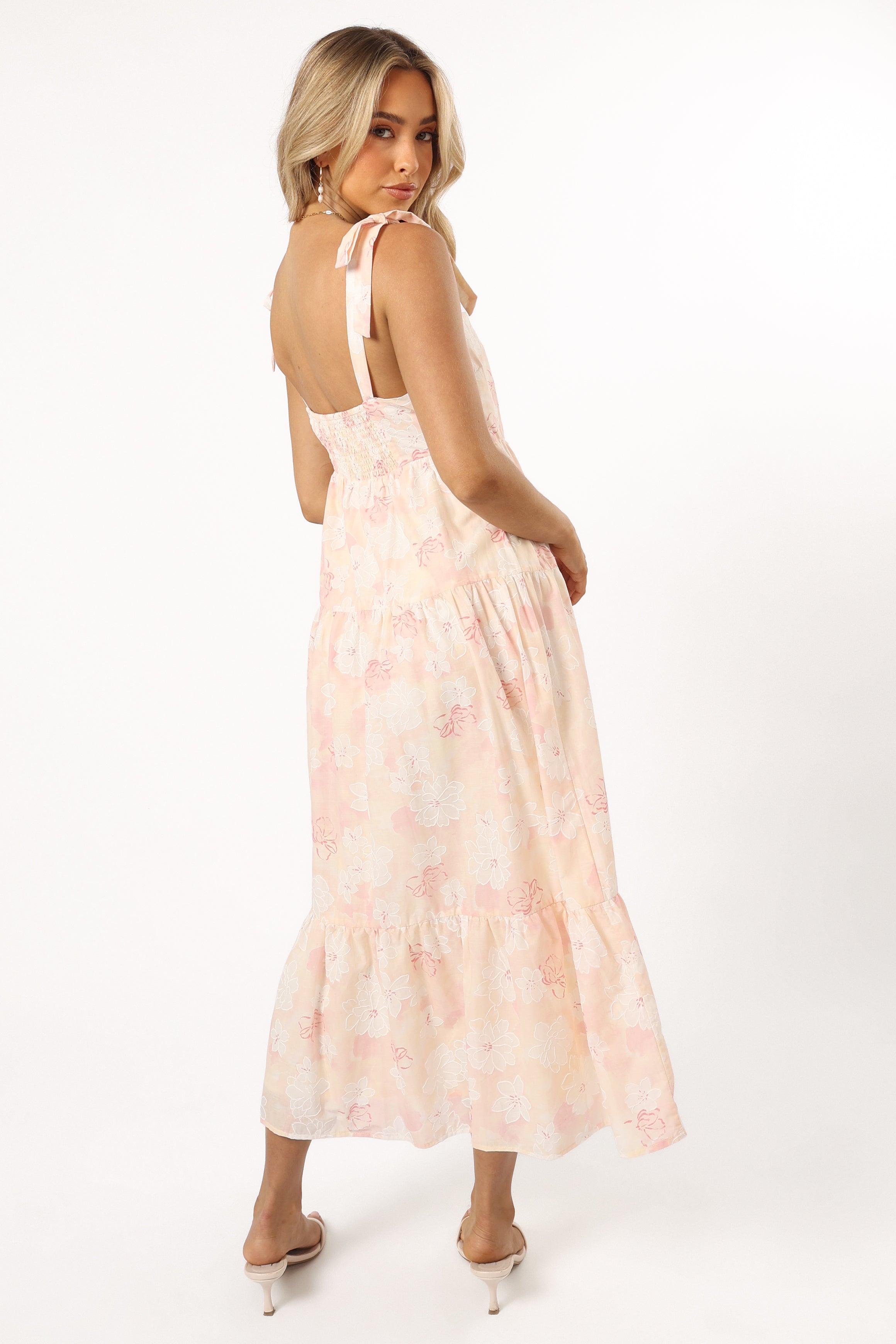 Andi Midi Dress - Pink White Floral-Aur Fashion