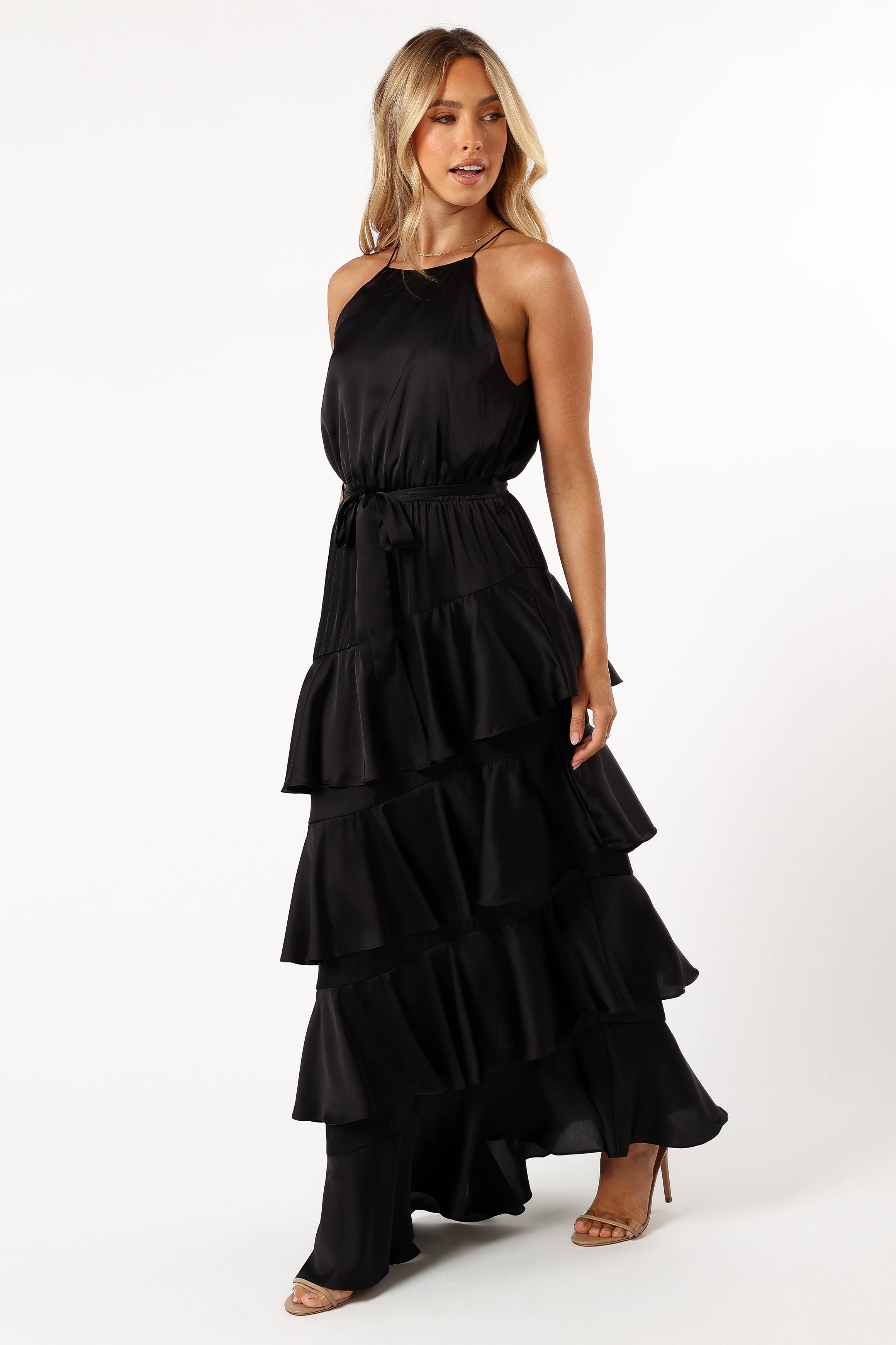 Annalise Tiered Maxi Dress - Black-Aur Fashion