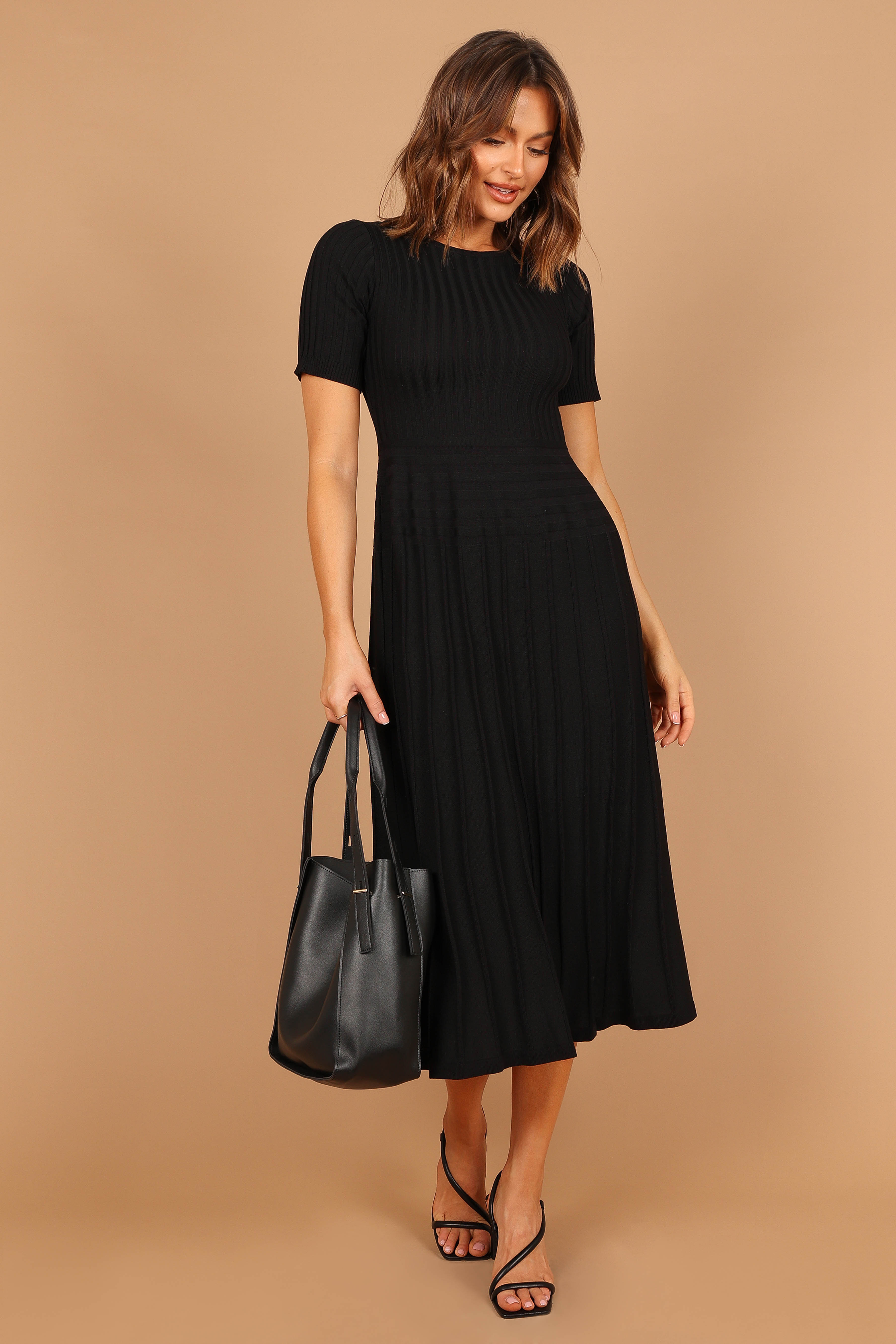 Audrina Knit Midi Dress - Black-Aur Fashion