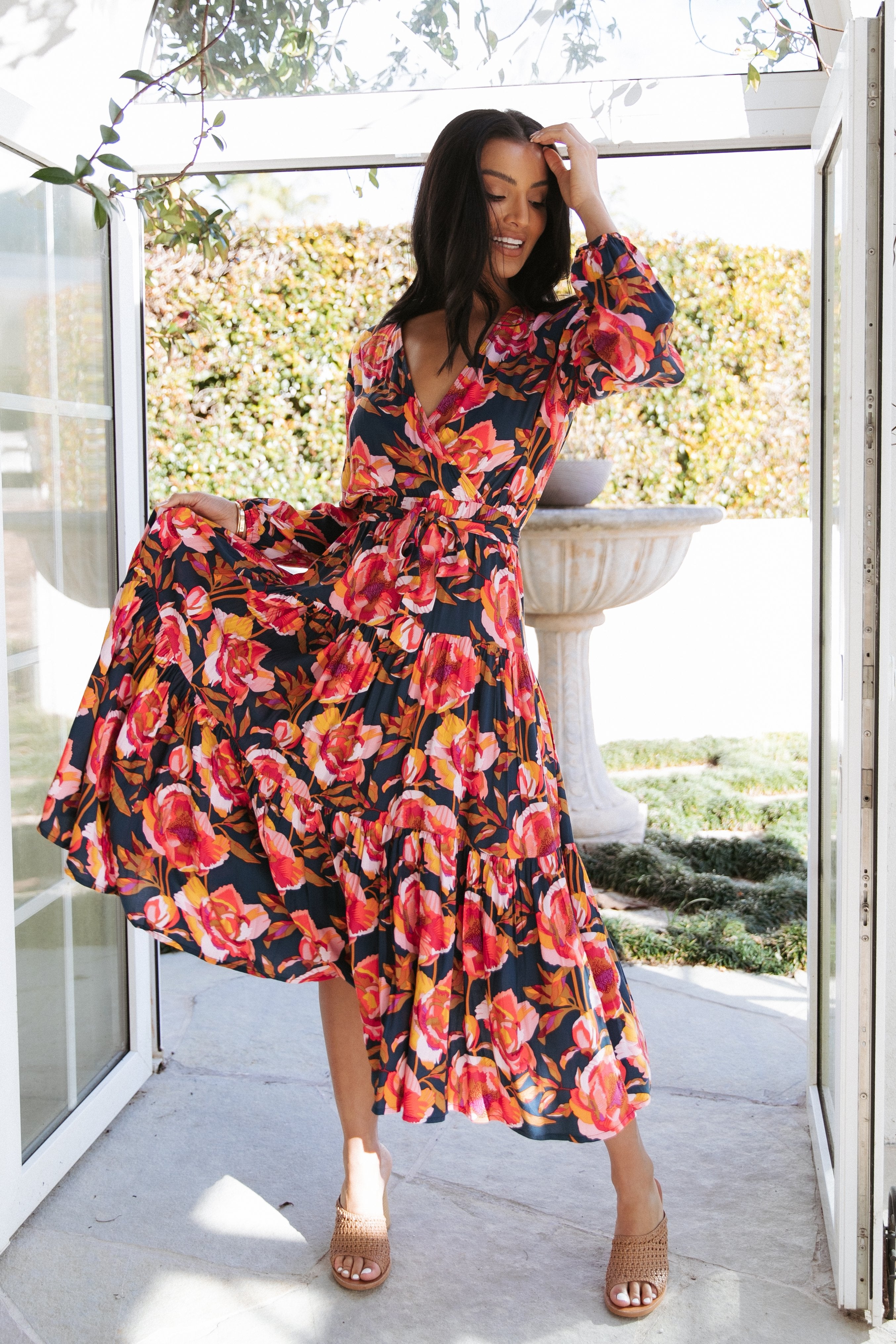Balsa Dress - Navy Floral-Aur Fashion