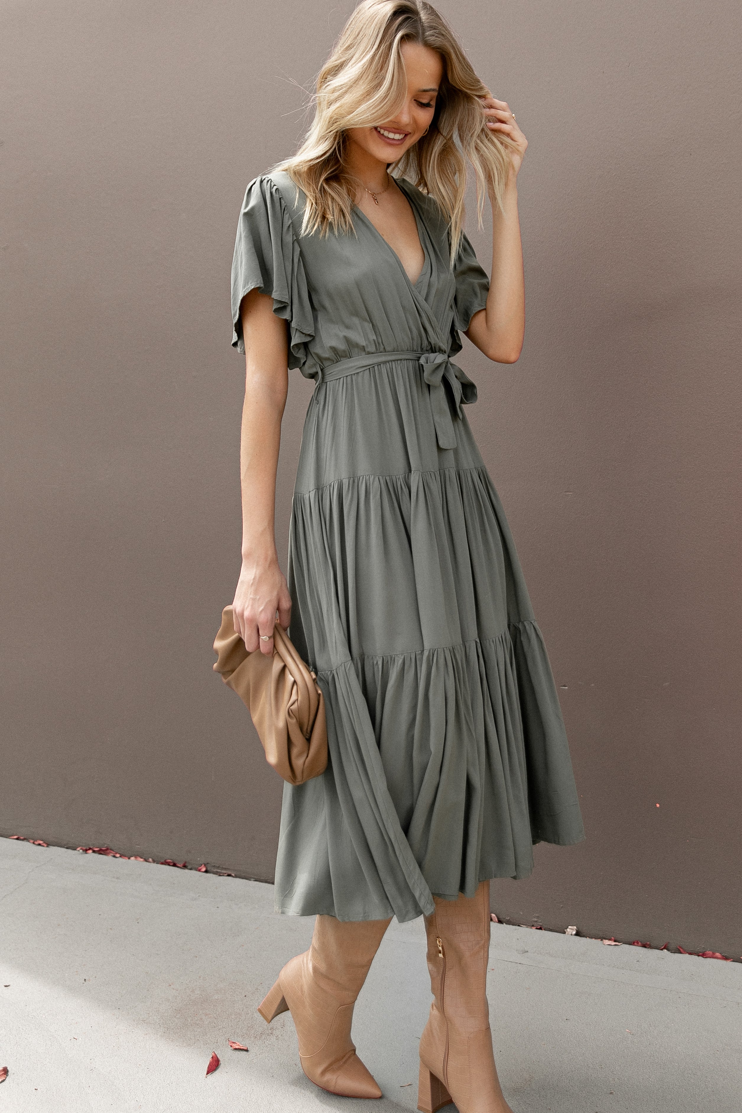 Barker Dress - Olive-Aur Fashion