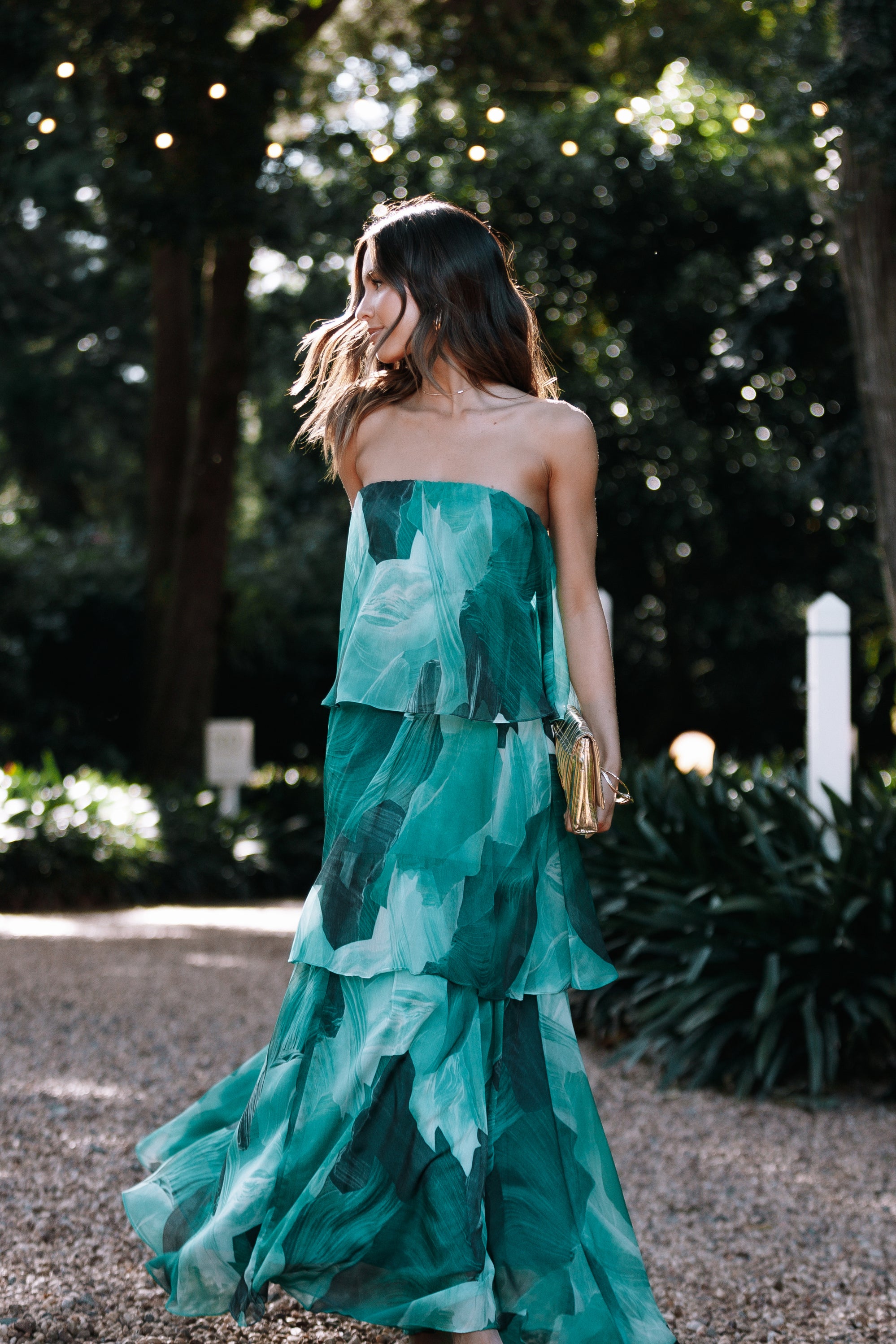 Bloom Strapless Maxi Dress - Green Floral-Aur Fashion