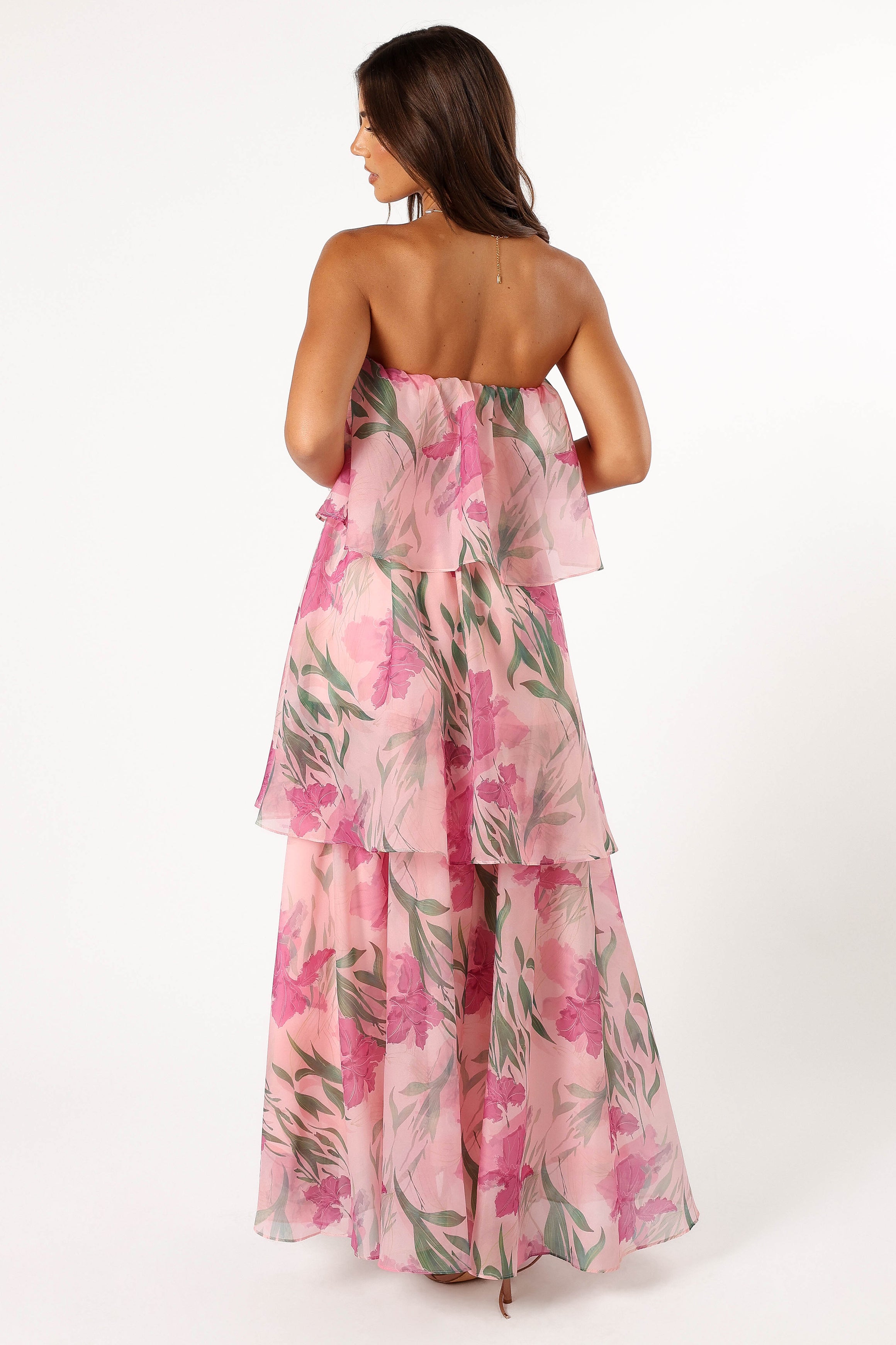 Bloom Strapless Maxi Dress - Pink Floral-Aur Fashion